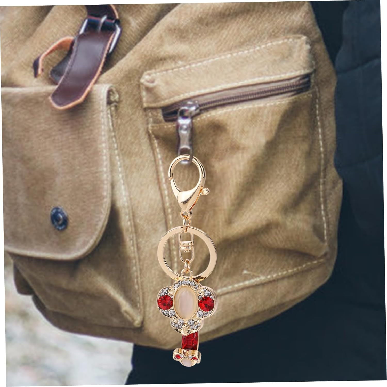 CHILDWEET Wishful Keychain Rhinestone Purse Car Hanging Accessories for Women Ladies Handbags Handbag Crystal Pendant Keychain Hanging Ornament Backpack Purse for Women Exquisite Key Chain - Red image number 6