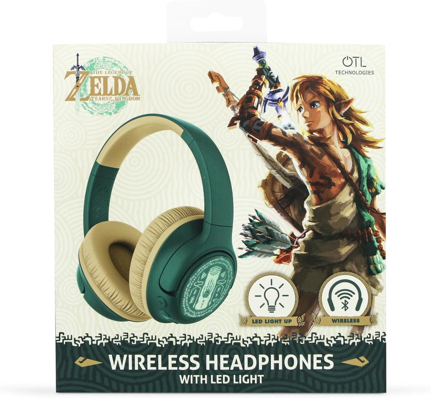 OTL Technologies the Legend of Zelda TEARS of the Kingdom Wireless Foldable Headphones with LED Light image number 1