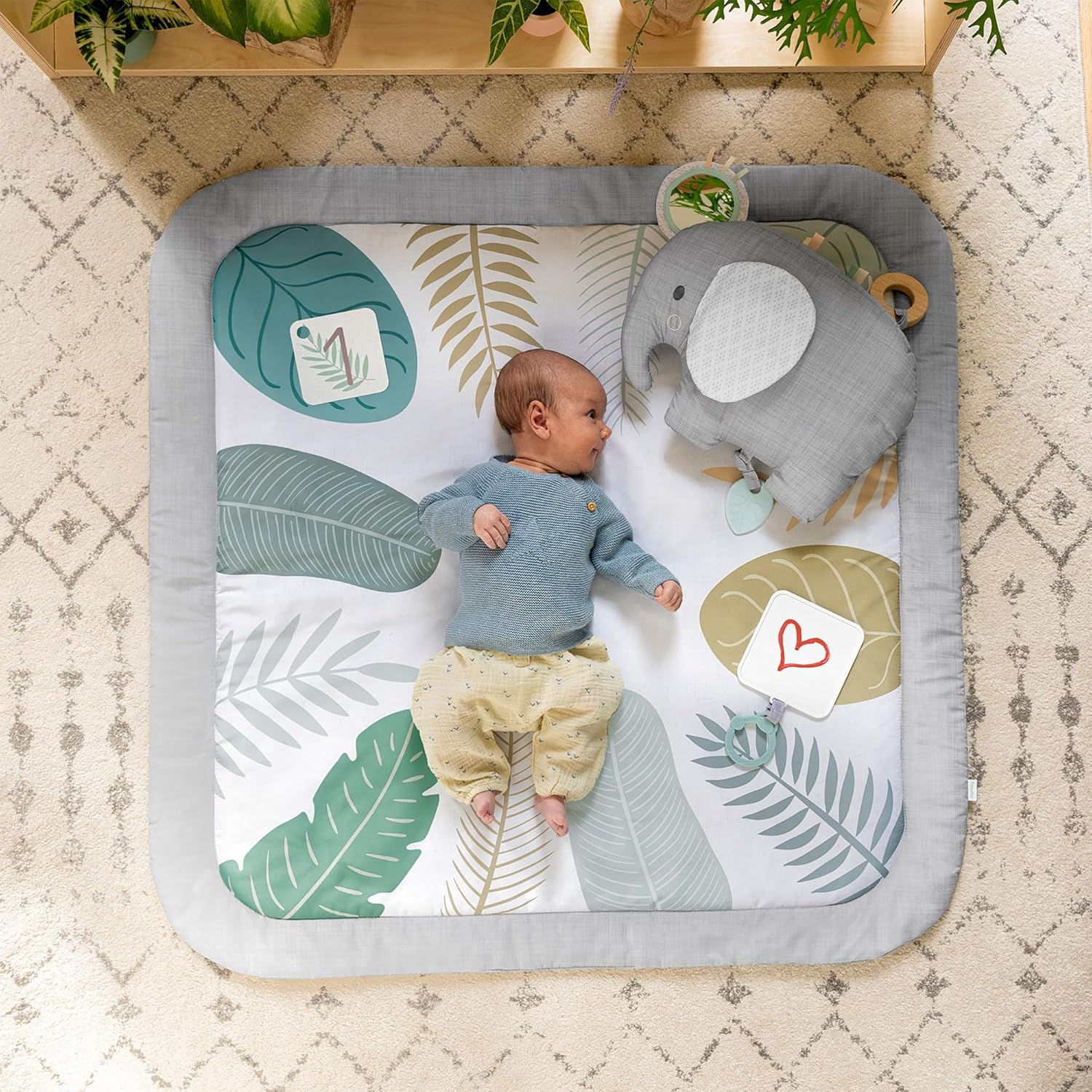 Ingenuity Sprout Spot Baby Milestone Tummy Time Activity Mat and Play Gym Unisex Ages 0+ Months 40 X 40 Inches image number 4
