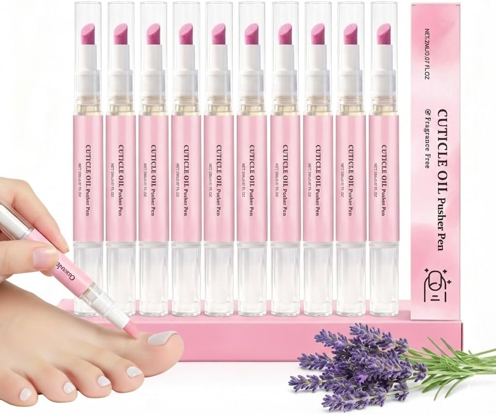 Cuticle Oil Pusher Pen, Cuticle Remover Care Strengthener, Deeply Hydrating & Nourishing Cuticles Conditioner Oil, Moisturizing and Brightening Nail Cuticles Remover Pen, Toenail Care Serum (3PCS)