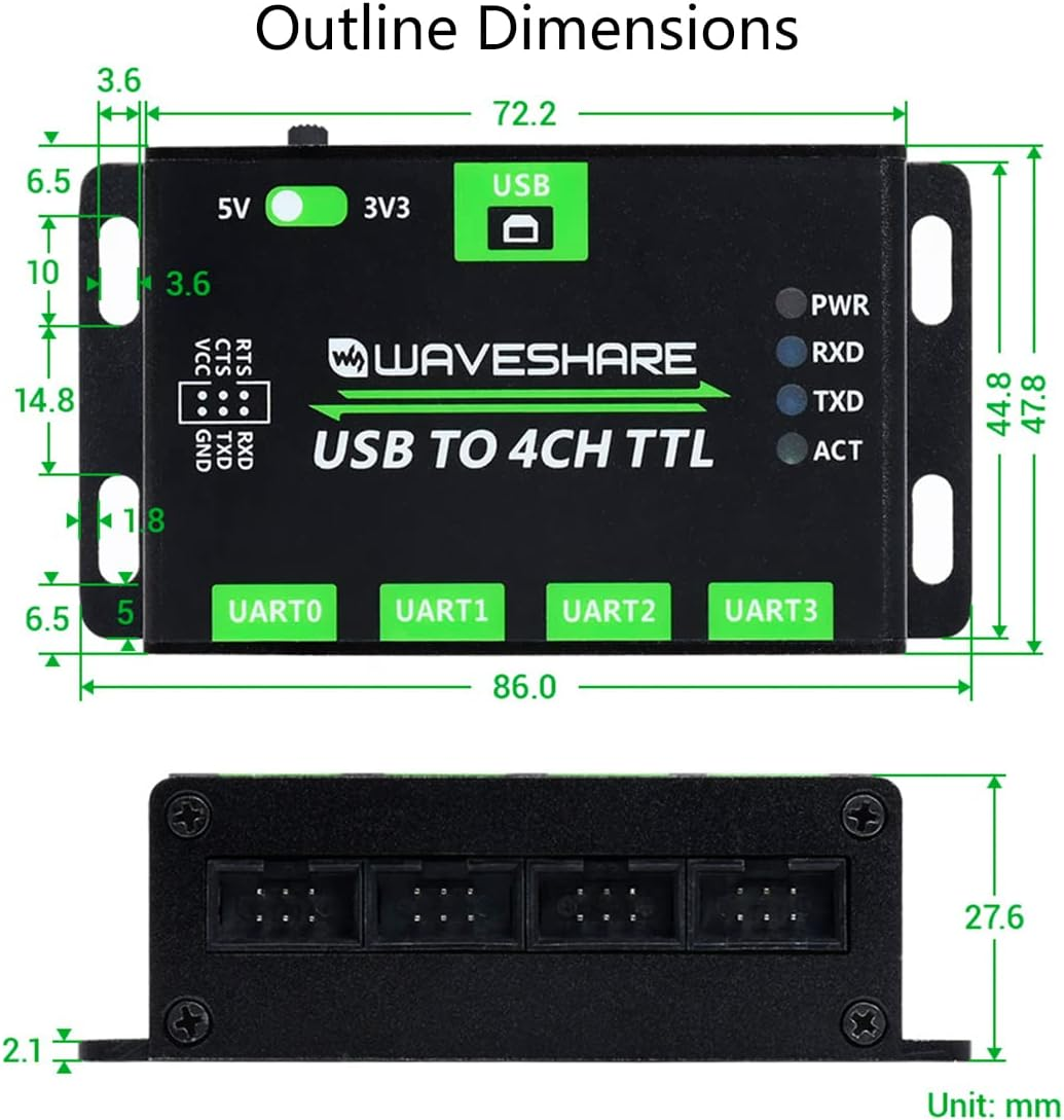 Industrial USB to 4-CH TTL Converter Adapter USB to UART Support Multi Protection /Systems /Win7/8/8.1/10/11, Linux, Etc image number 2