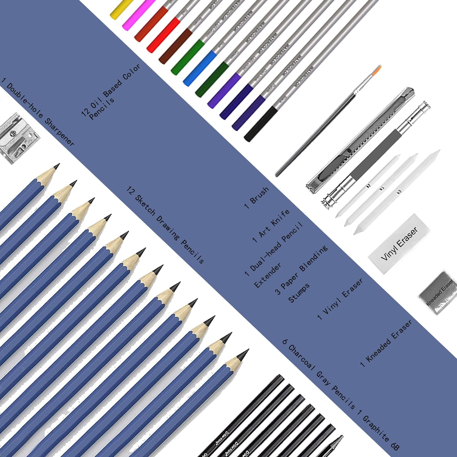 42 Pack Drawing Pencils Art Supplies, Sketching Pencils and Water Colored Pencils with Sketchbook and Art Accessories for Artists, Adults, Students, Teens image number 2
