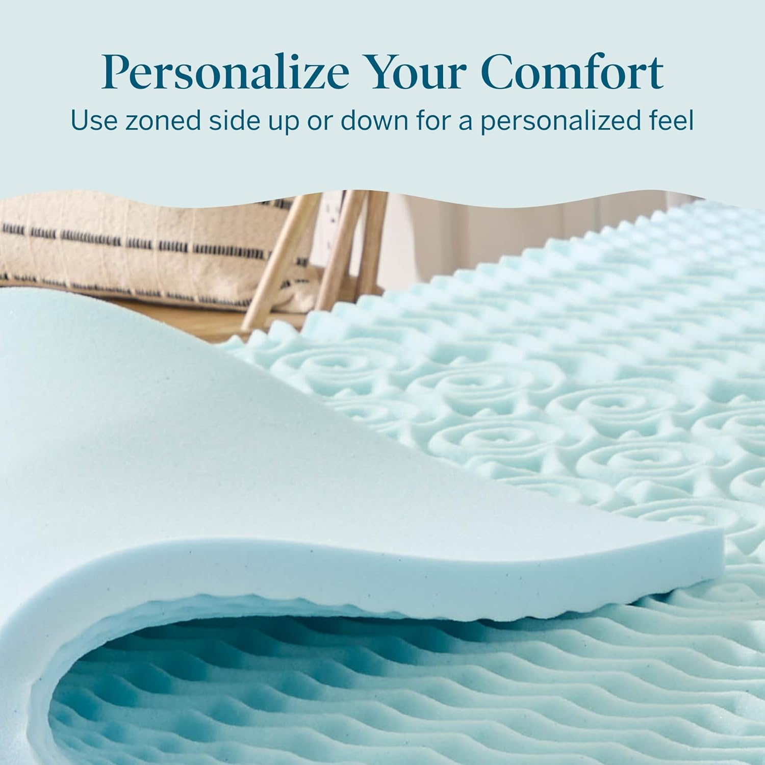 LUCID LU20KK30ZNGT 2 Inch 5 Zone Gel Memory Foam Mattress Topper - King image number 4