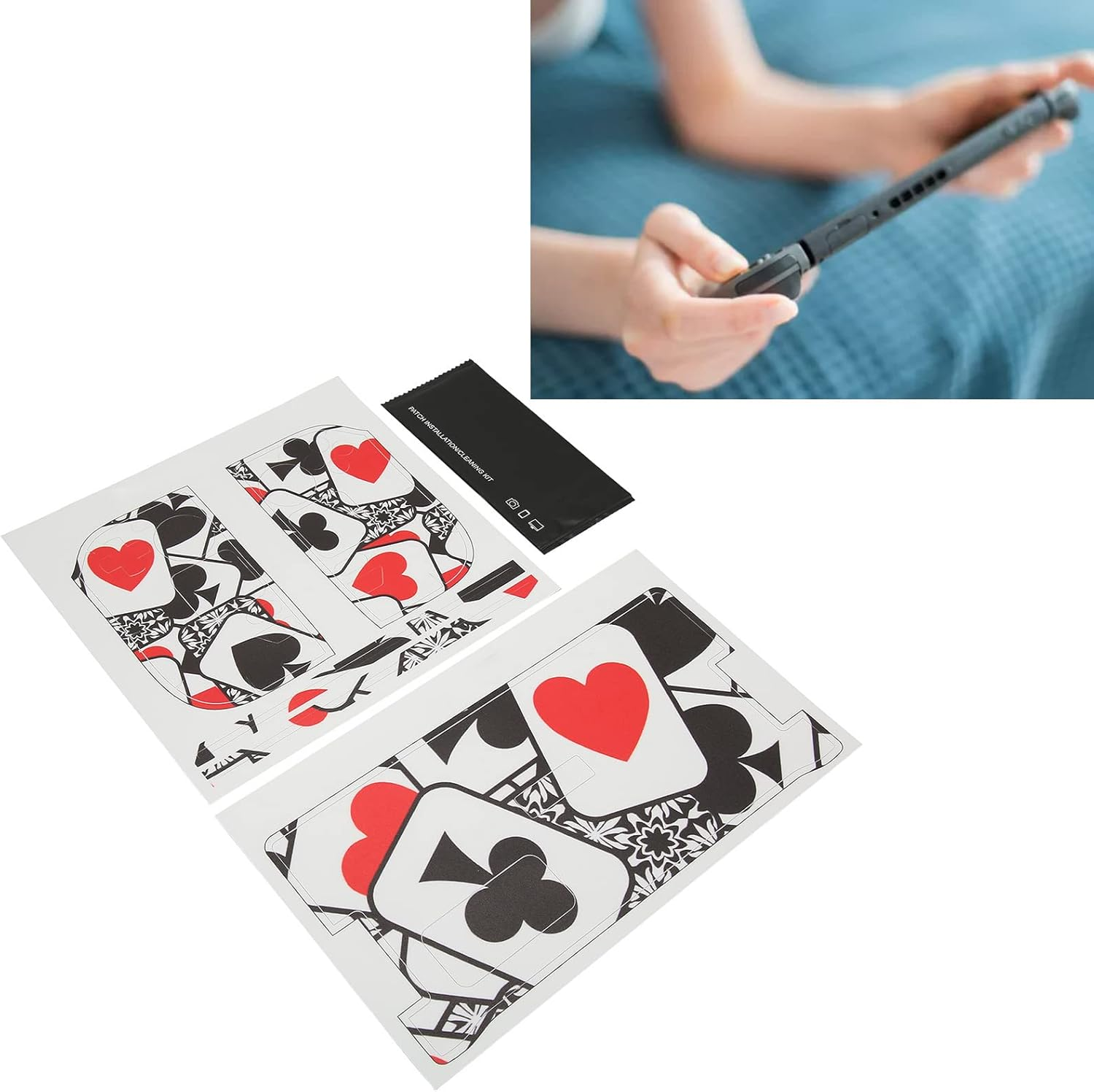 Skin Sticker for Steam Deck, Full Set Protective Skin Decal, PVC anti Fingerprint Scratch Resistant Dustproof Cartoon Protector Cover for Steamdeck Game Console (Black Red Trump Card) image number 5