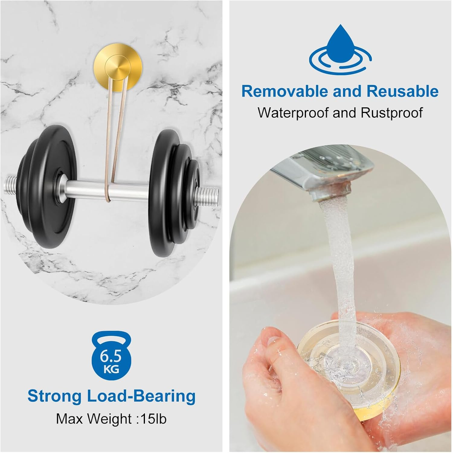 Suction Cup Hooks for Towels Robes, Stainless Steel Shower Hooks for Smooth Wall, Glass, Mirror, Tile in Bathroom Bedroom Kitchen to Hang Swimsuit Loofah Washcloths (4, Gold)