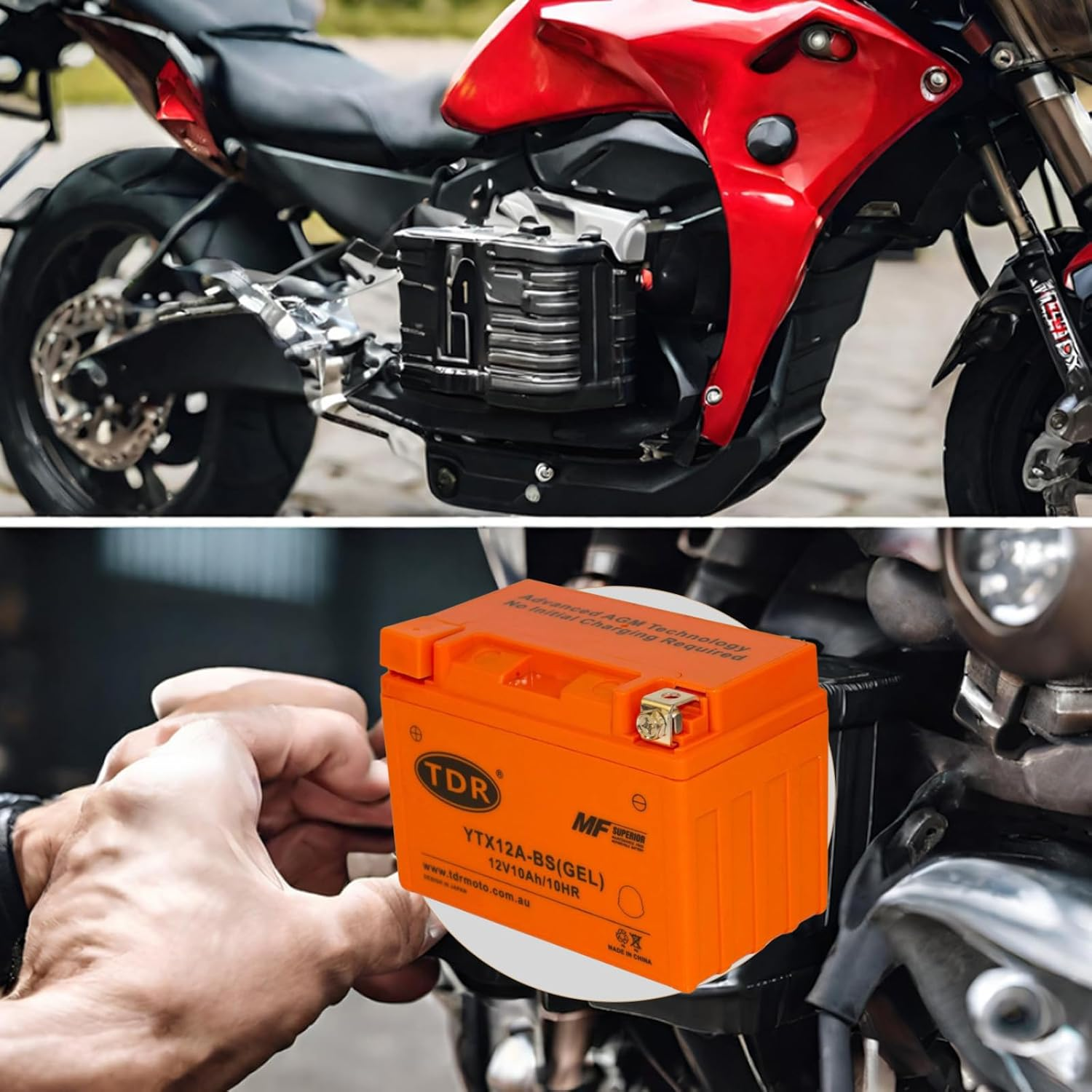 TDR YTX12A-BS 12V 10Ah GEL Motorbike Battery image number 3
