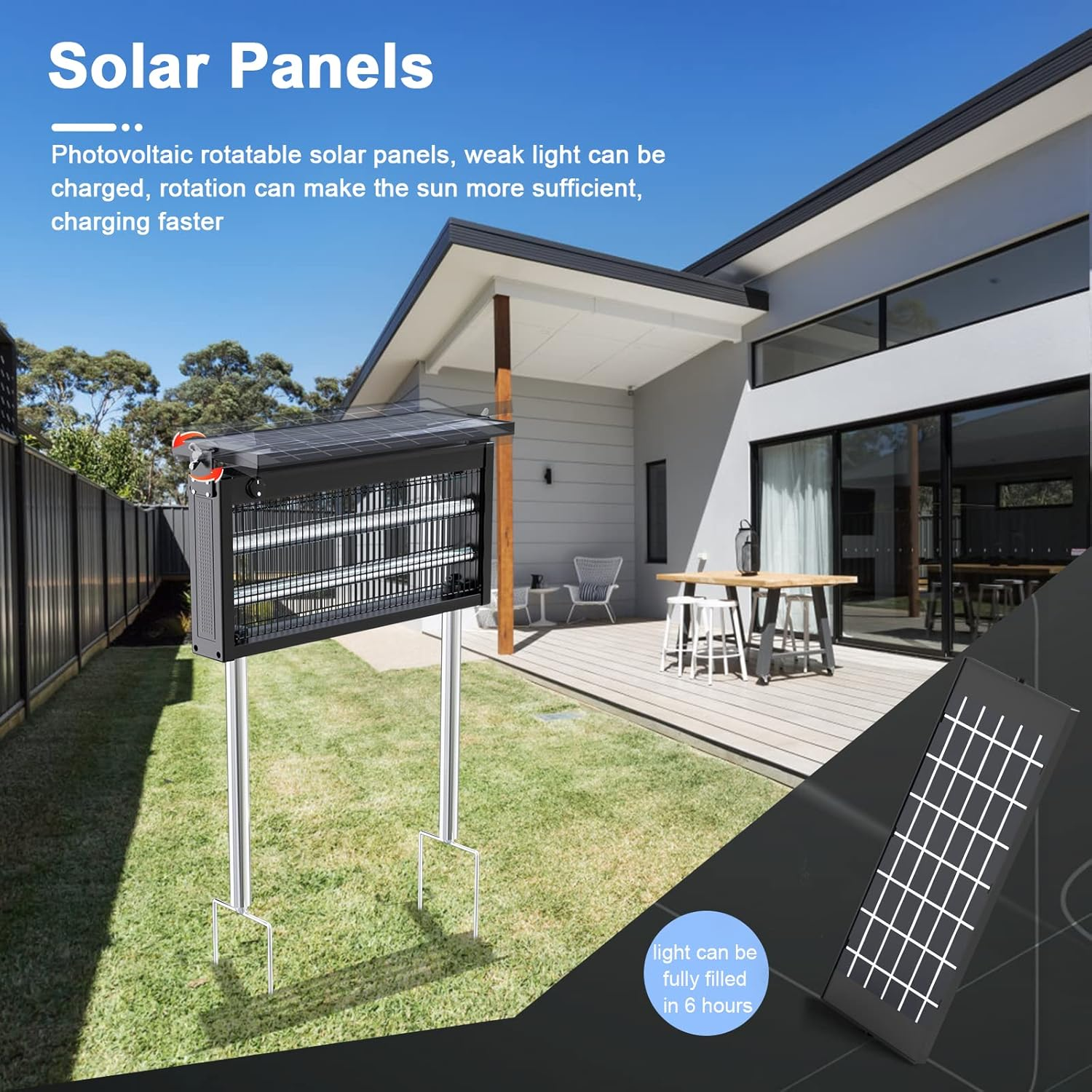 Bug Zapper Outdoor - Mosquito Repellent Outdoor Patio,Solar Bug Zapper Indoor,Waterproof Portable Fly Zapper,High Powered 4500V Mosquito Zappers Killer for Home,Patio,Camping image number 2