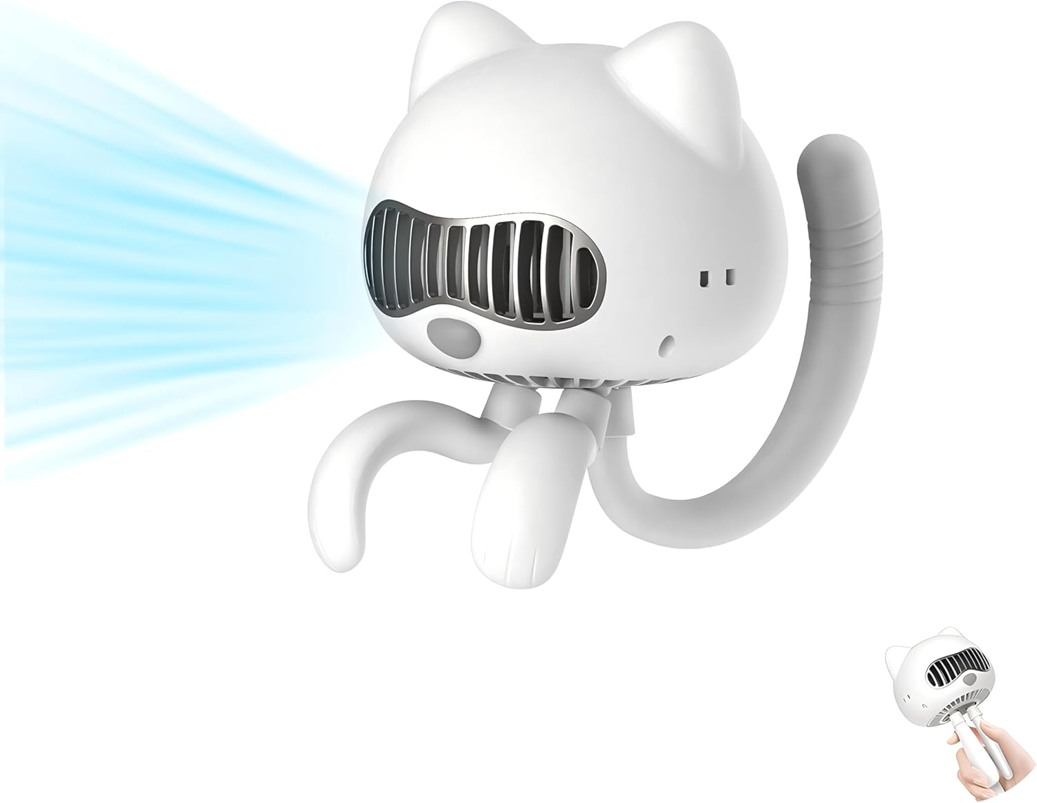 FUNJEO F08 Stroller Fan,Handheld,Table,Powerful 2000Mah Battery USB Rechargeable,Non-Touch Design,Aroma Fan,For Women/Family (Blue)