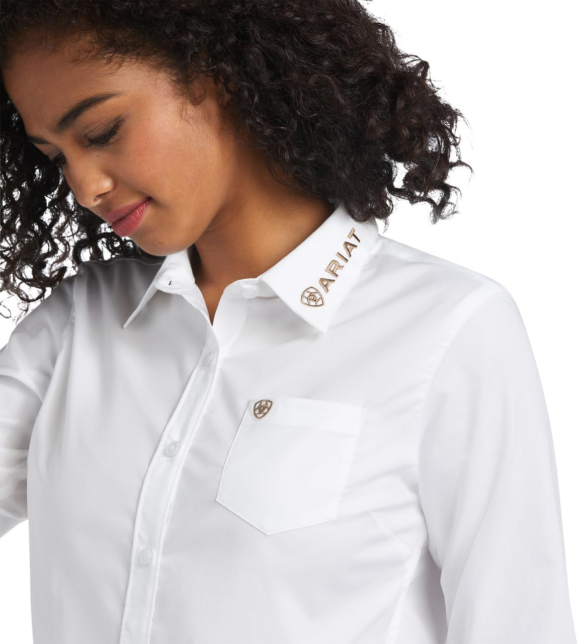 ARIAT Women'S WMS Team Kirby Str Ls Shrt Wht/Lprd Lg, White W/Leopard Logo image number 3