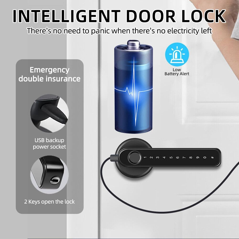 Xenocam Fingerprint Smart Door Lock with Keypad Handle for Home, Apartment, Office, Front Door, Bedroom, Keyless Entry Door Lock image number 5