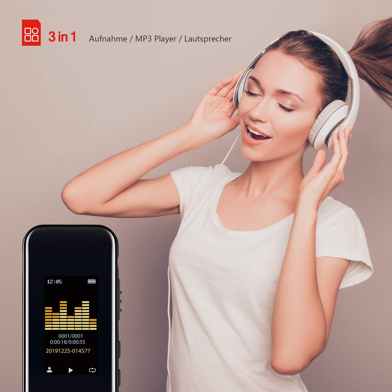 Voice Recorder with Noise Reduction, 16GB, MP3/WAV/WMA, USB Rechargeable, for Lecture/Interview/Meeting image number 3