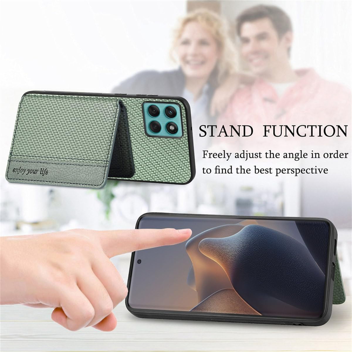 MOJIA Case for Motorola Edge 60 Fusion/Edge 60, Ultra Thin TPU Non-Slip Shockproof Mobile Phone Case, Protective Cover with Card Pocket and RFID Shielding. Yellow - Green image number 5