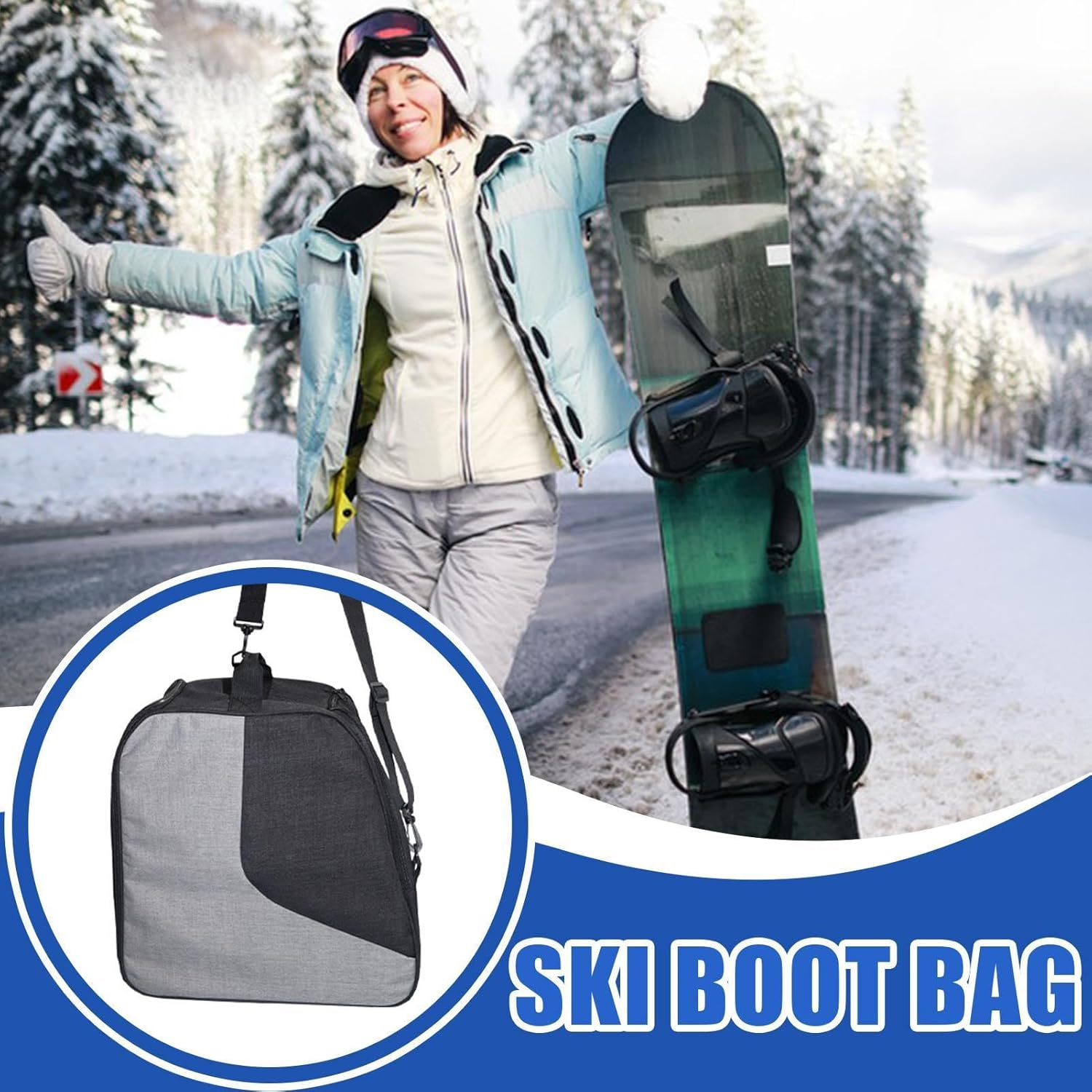 Travel Ski Boot Bag, Portable Snowboarding Gear Storage Bags, Large Capacity Waterproof Glide Package, Multipurpose Ski Boot Pack, Skiing Gumboot Luggage for Men and Women image number 3