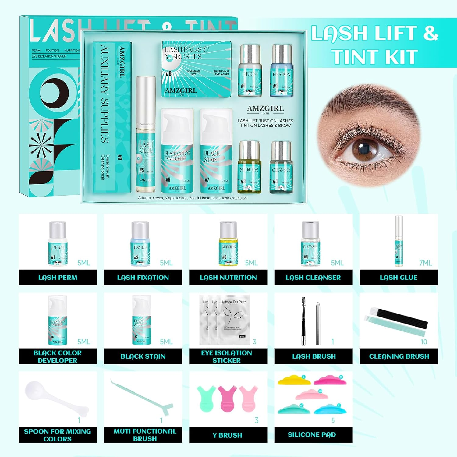 Lash Lift and Tint Kit, Eyelash Perm Kit & Black Brow Lamination Kit, Natural Eyelash Curling Lash Extension Set, Lash Perm Kit Detailed Instruction and Complete Tools Achieve Salon-Quality at Home image number 1