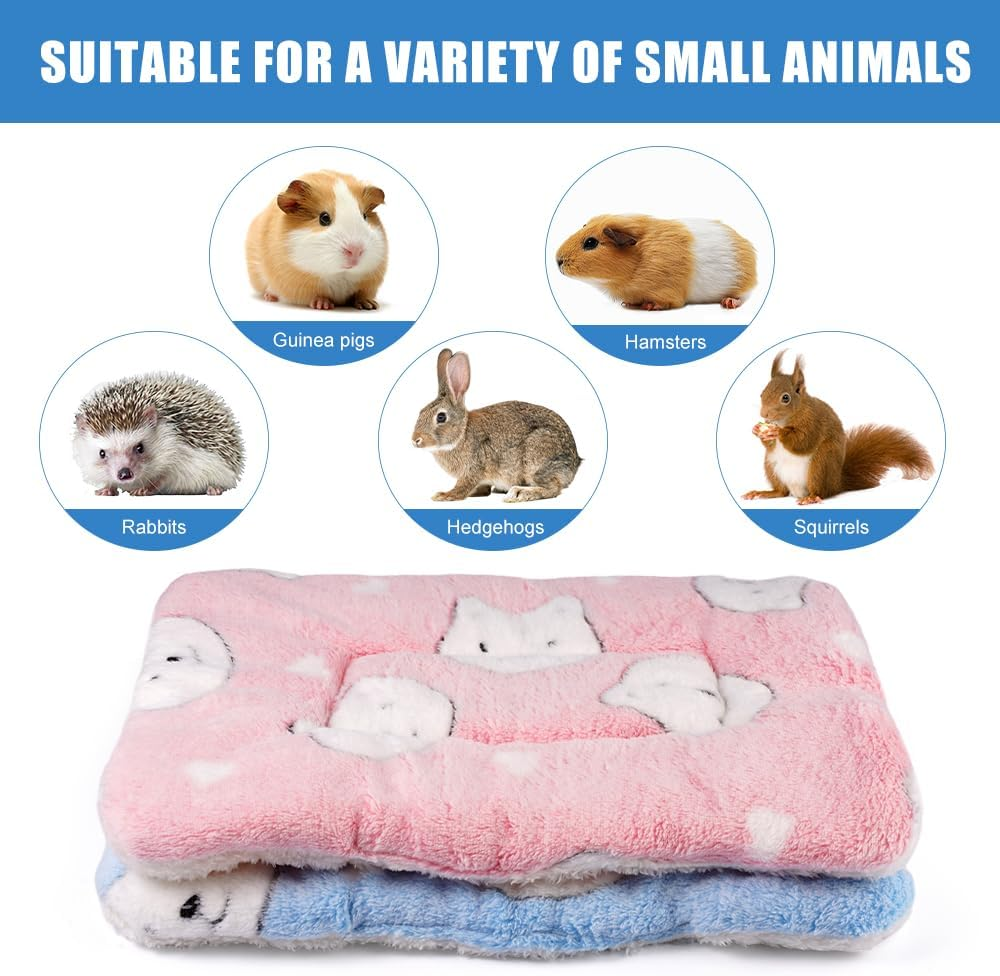 Pack of 2 Plush Bed for Small Animals, Soft Rabbit Bed, Fleece Guinea Pig Bed, Washable Guinea Pig Accessories for Rabbits, Guinea Pigs, Hamsters, Squirrel, Kittens - 35 X 27 Cm image number 6