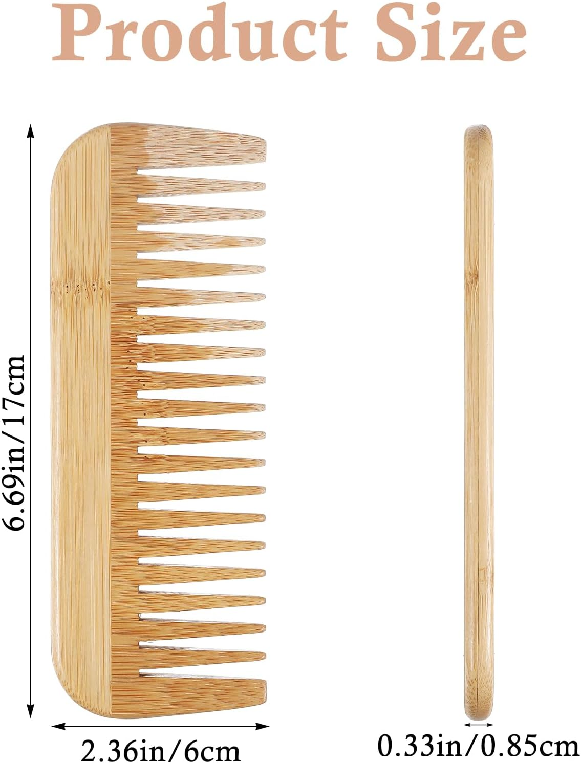 Pack of 2 Wide Serrated Wooden Combs, Antistatic Bamboo Comb, Wooden Comb for Curly, Women Handmade Wooden Combs, Natural Bamboo Comb Suitable for Women image number 5