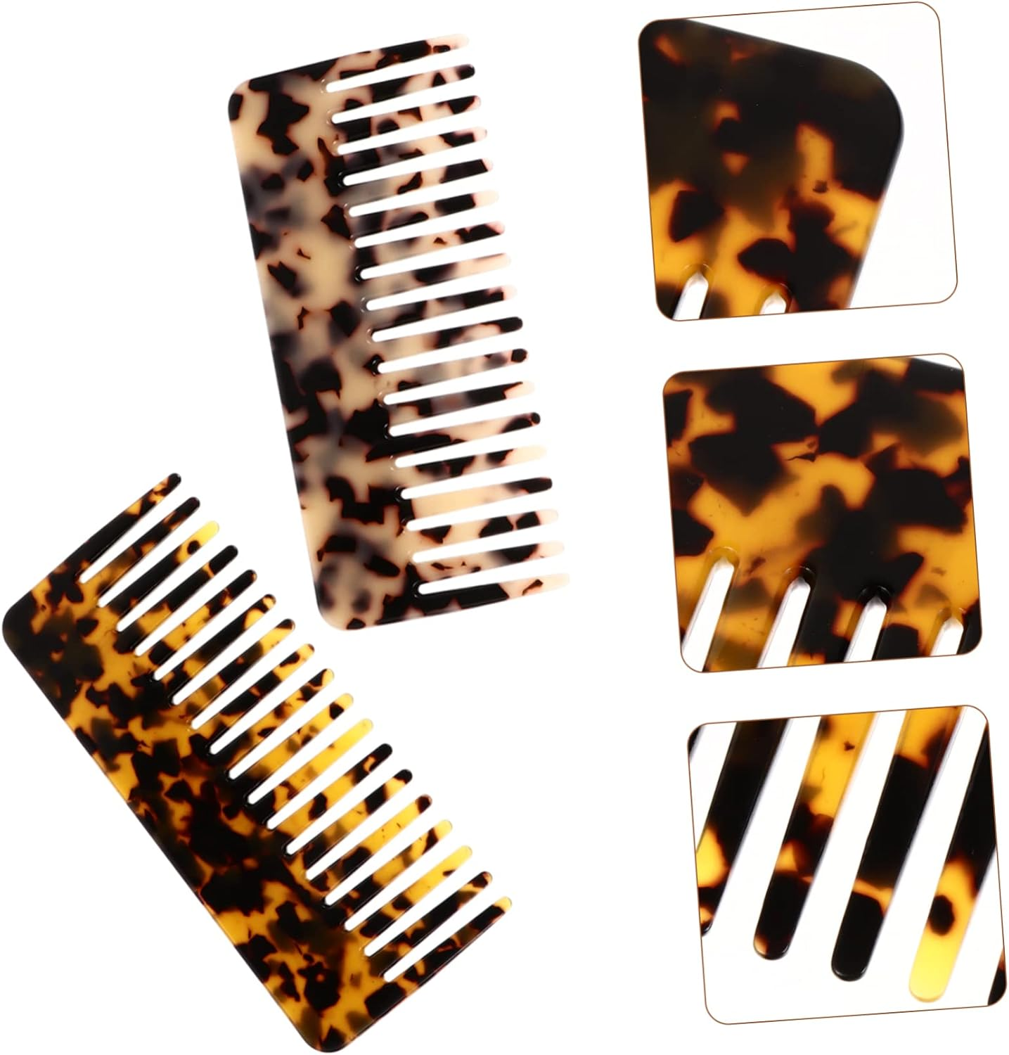 Mikinona 2Pcs Acetate Hair Combs Wide Tooth Hair Brush Detangler for Wet Dry Styling image number 4