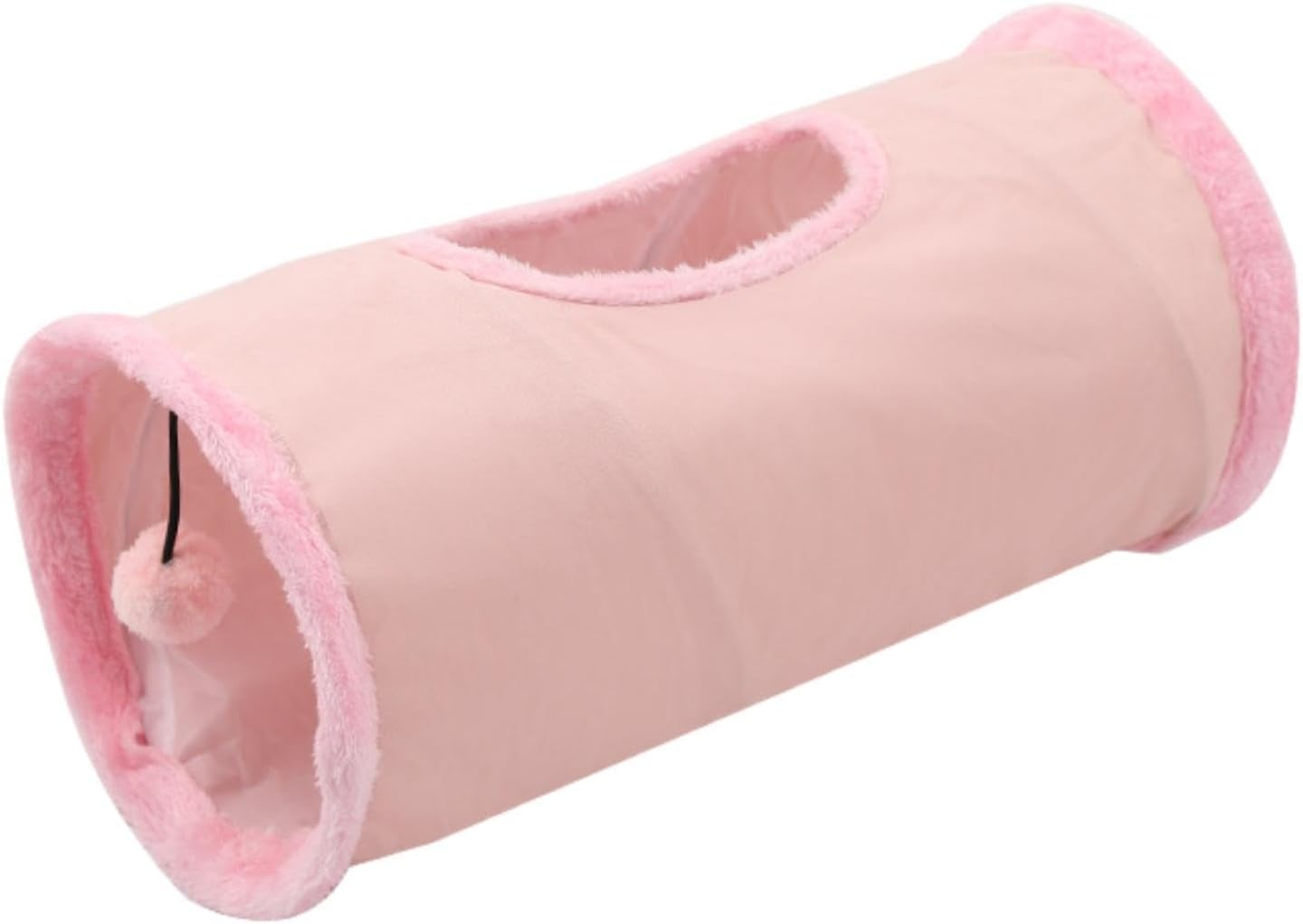 Yuksok Straight Cat Tunnel for Indoor Cats Foldable Tunnel Tube Hideout 19.69X9.84Inch Interactive Resting Scratch Resistant Cat Toy, Pink - Pink image number 3