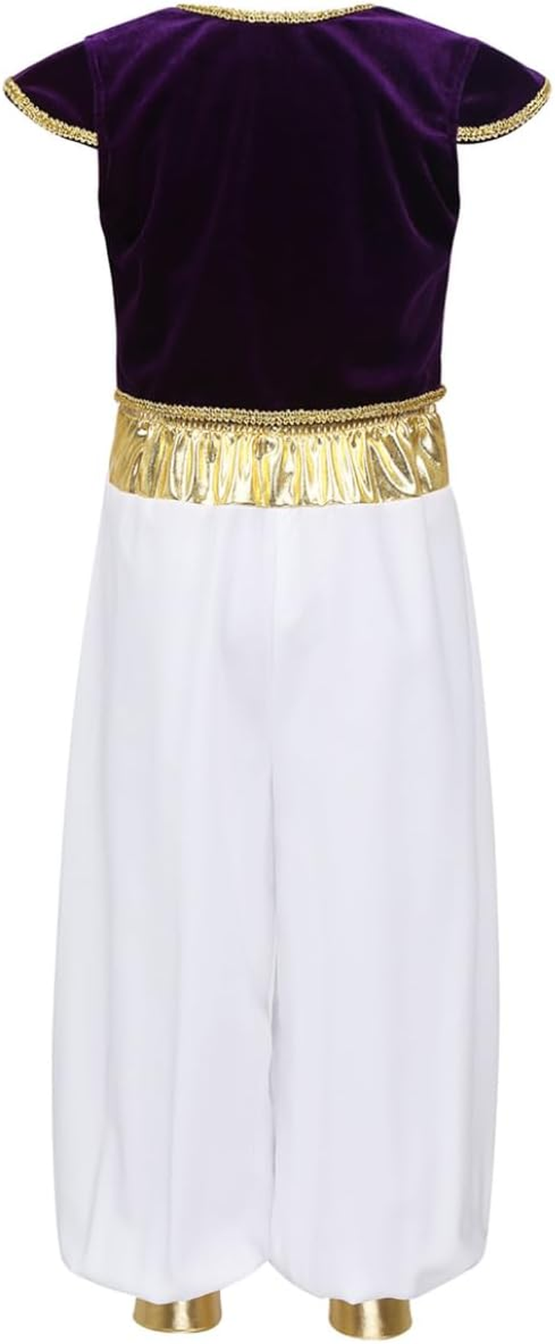 Hansber Kids Boys Arabian Prince Costume Velvet Cap Street Vest with Harem Pants for Halloween image number 1