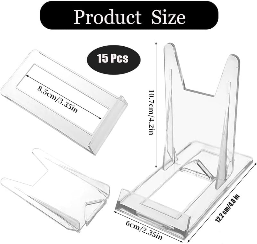 15 Pieces Clear Plastic Plate Stands,Adjustable Clear Acrylic Plastic Display Stand,Angle Plastic Display Stand Easel, Acrylic Plate Stands for Display for Home Office Festival Party Display image number 3