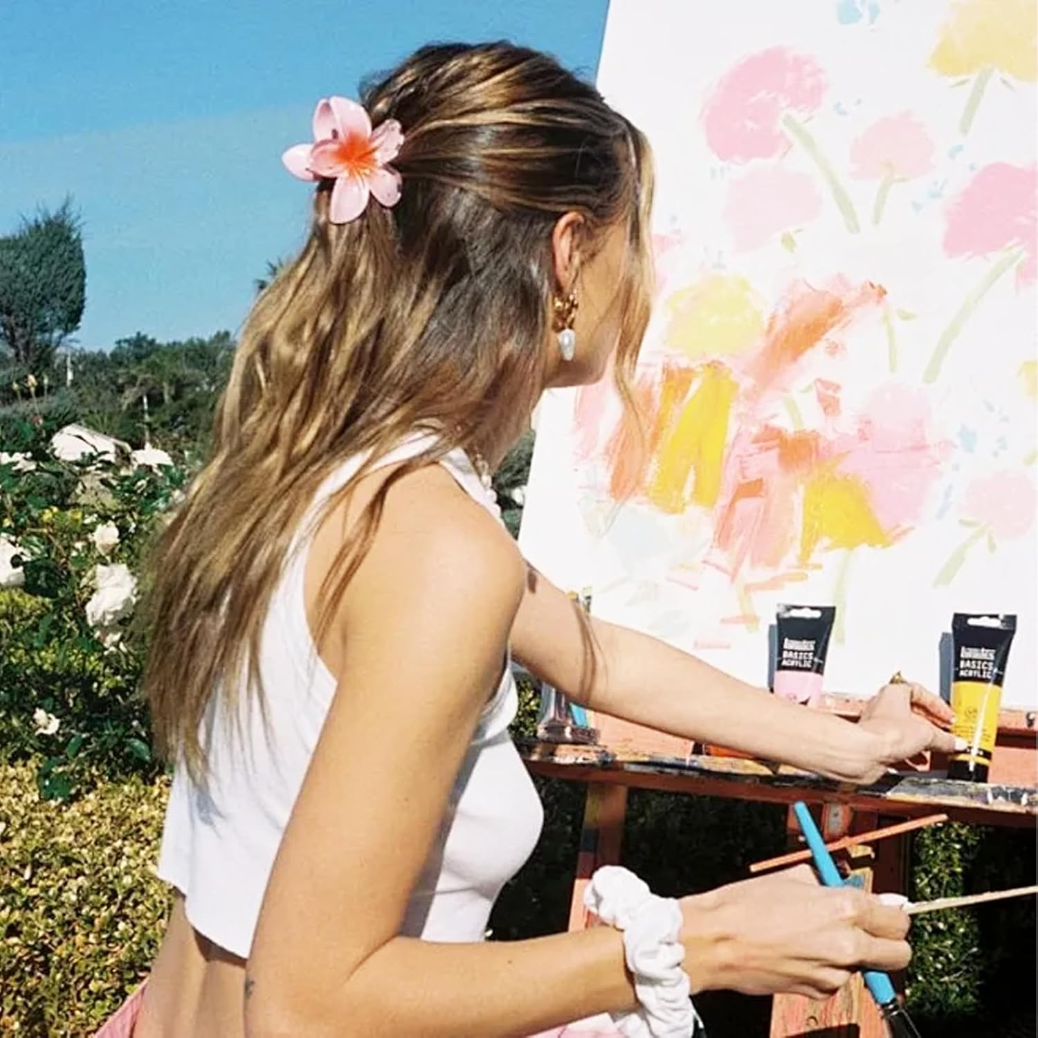 Flower Hair Clips, Pack of 8 Flower Hair Clips, Hawaiian Flower Claw Clips, Large Hair Clips, Non-Slip Flower Hair Clips for Women, Girls, Gifts (8 Colours) image number 2