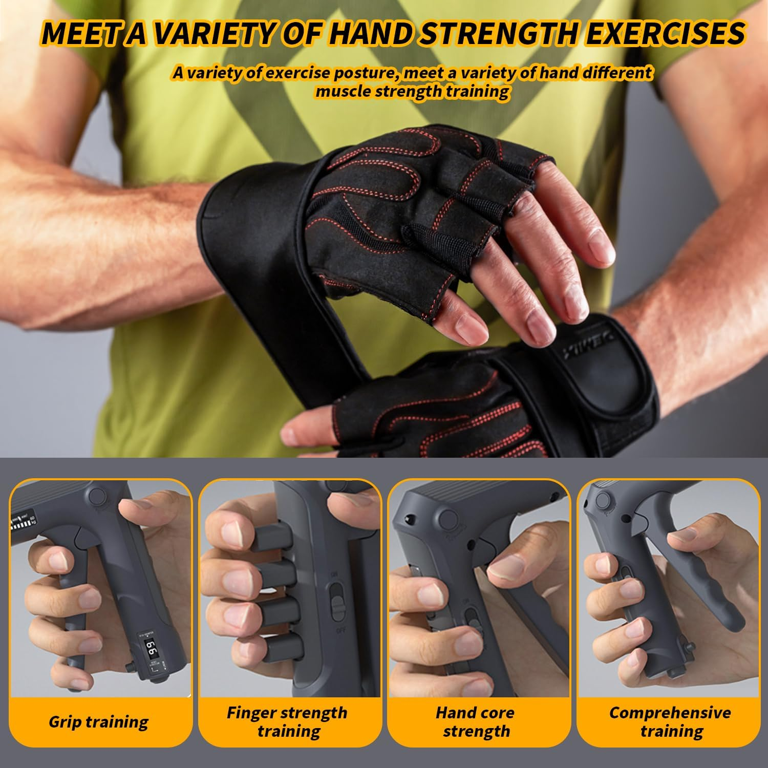 Hand Strength Trainer, Grip Strength Trainer Adjustable, Grip Trainer for Hand Training, Finger Trainer with Mechanical Counter, Hand Muscle Trainer with Two Training Modes, Grip Strength Trainer,