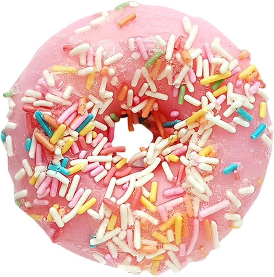 Donut Shape Scented Botanical Bath Soap Bar,120G Handmade Essential Oils Dougnut Clean Toning Soap for Kids,Face Body Moisturizing Artisanal Soap with Blistering Net(Pink) image number 4