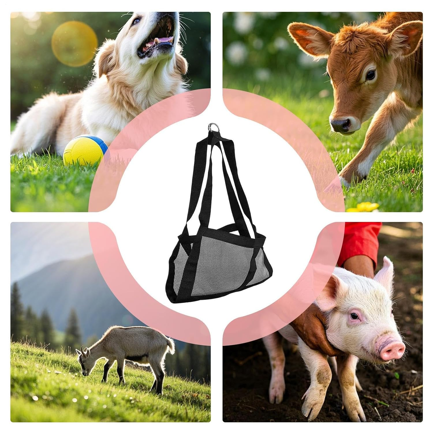 Calf Weighing Sling, Assist Weighing Slings for Small Animals, Adjustable Livestock Lifting Supplies for Calves Goats Puppies Rabbits Lambs Sheep