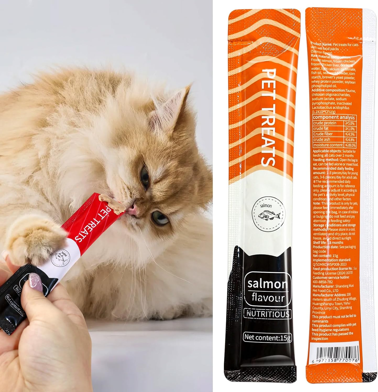 Xcdsxer Cat Treats,Lickable Cat Treats,Squeezable Cat Treats,Nutritionally Balanced to Promote Your Cat'S Healthy Growth,0.53 Ounces Each Tube,6 Tubes,Tuna,Salmon,And Chicken Flavors (6, Mix Flavor) image number 4