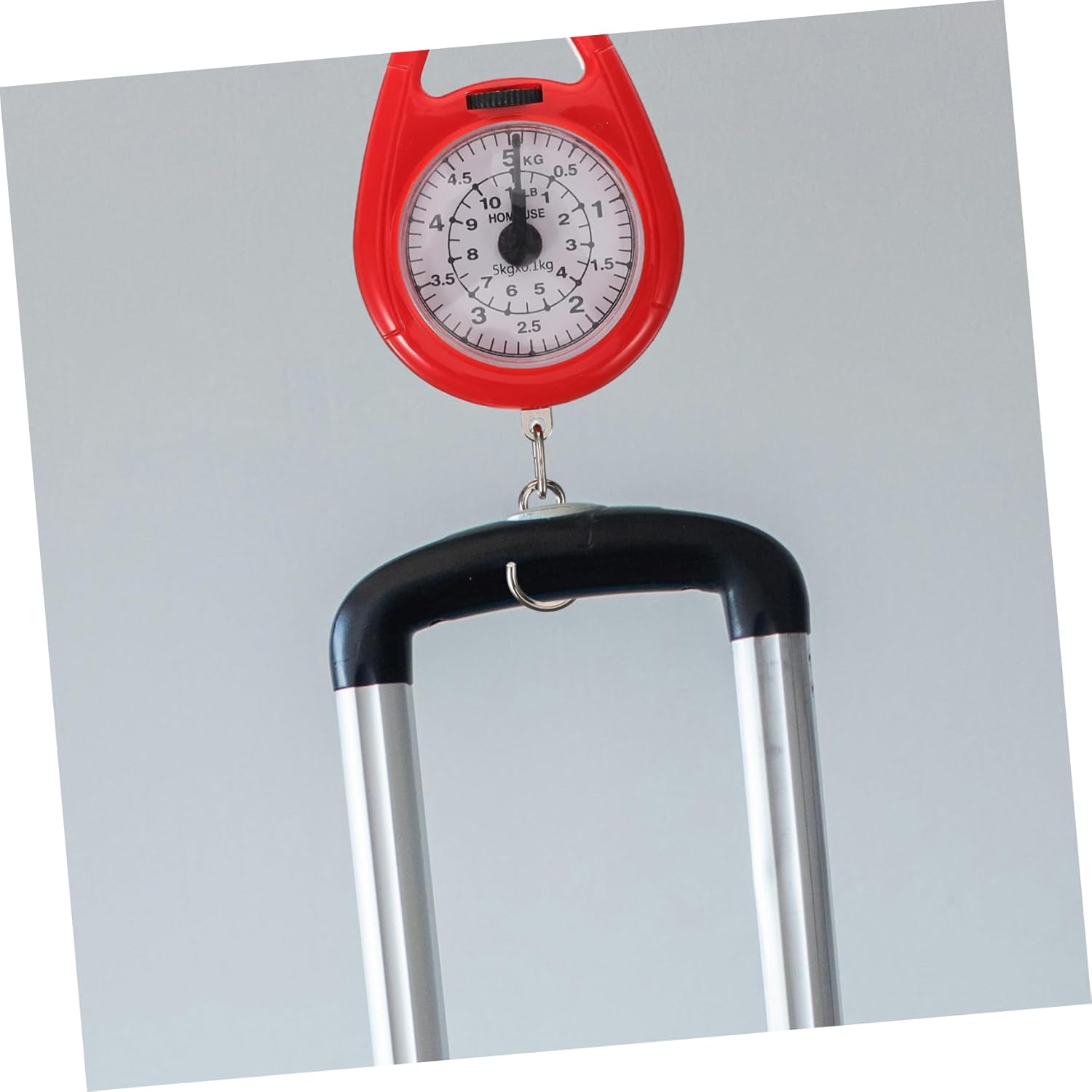 CIYODO Portable Mechanical Spring Scale for Luggage Handheld 50Kg Weight Measurement Tool Hook Compact and Lightweight Travel Weighing Scale (Red) image number 5