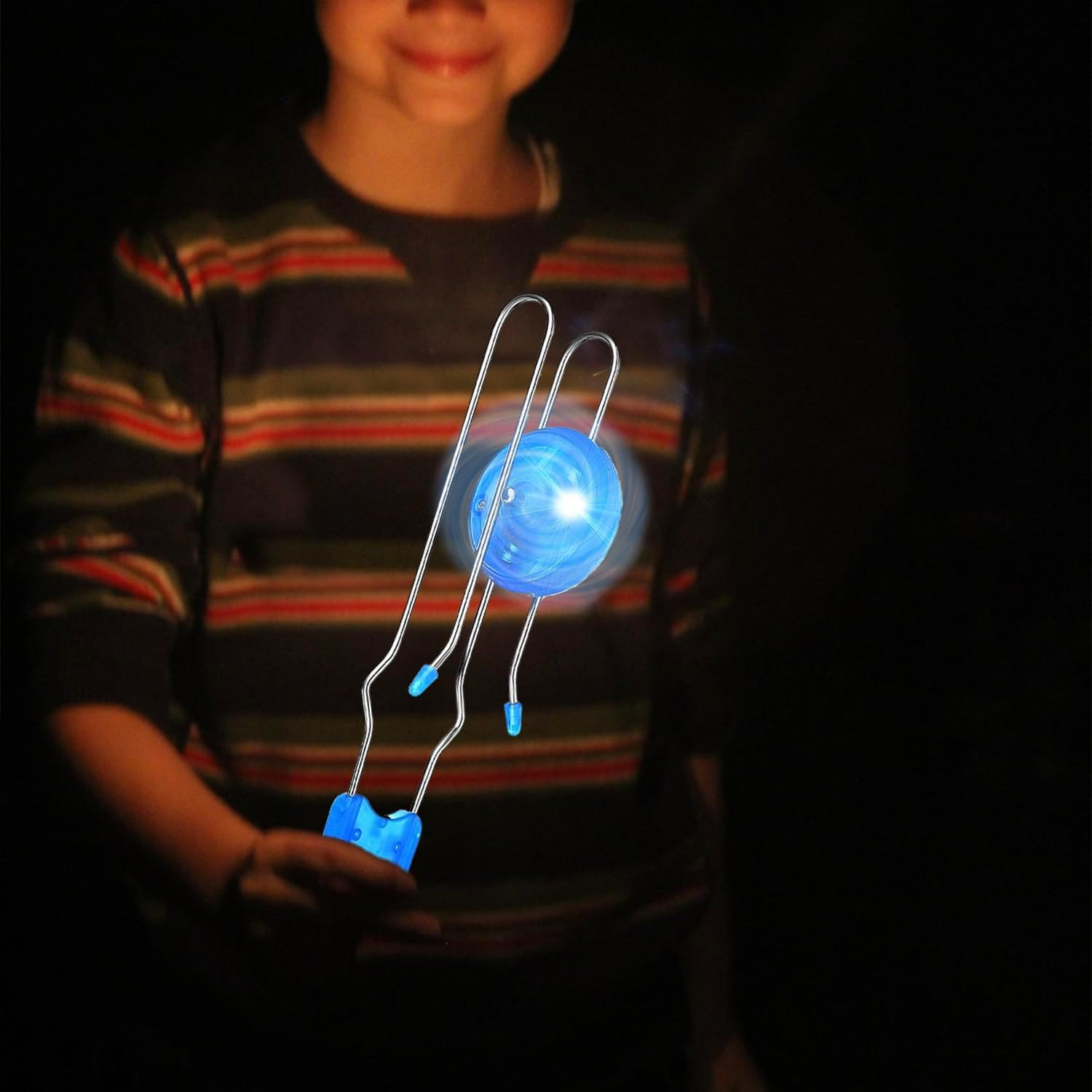 Jishi Retro Magic Rail Twirler Light up Gyro Wheel Magnetic Toy - Pack of 3, Straight Rail Style image number 3