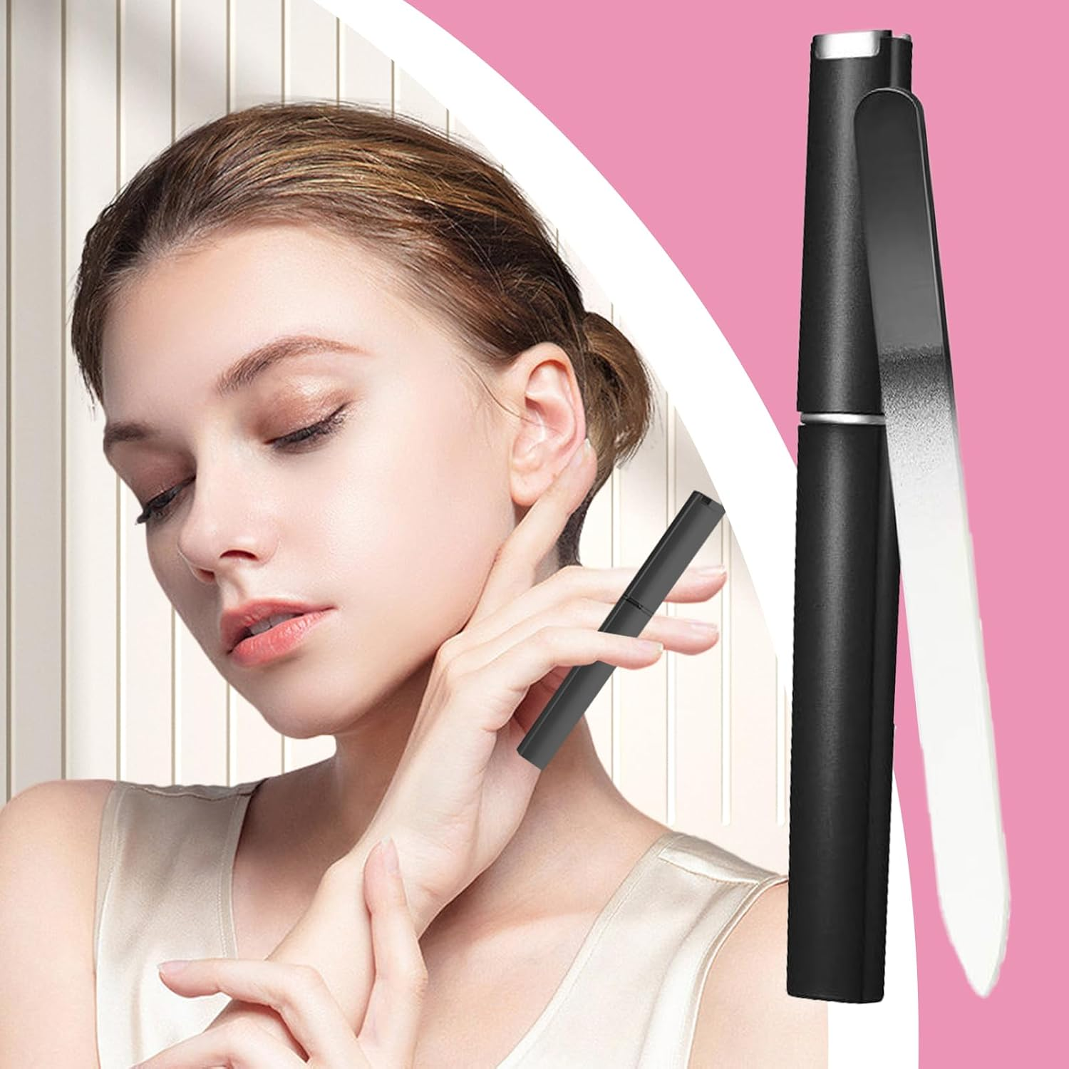 Crystal Glass Nail File - Cuticle Pusher | Professional Heavy Duty, Double Sided Etched Crystal File & Travel Case for Nails Shape and Smooth Nails Jmedic - Silver image number 7