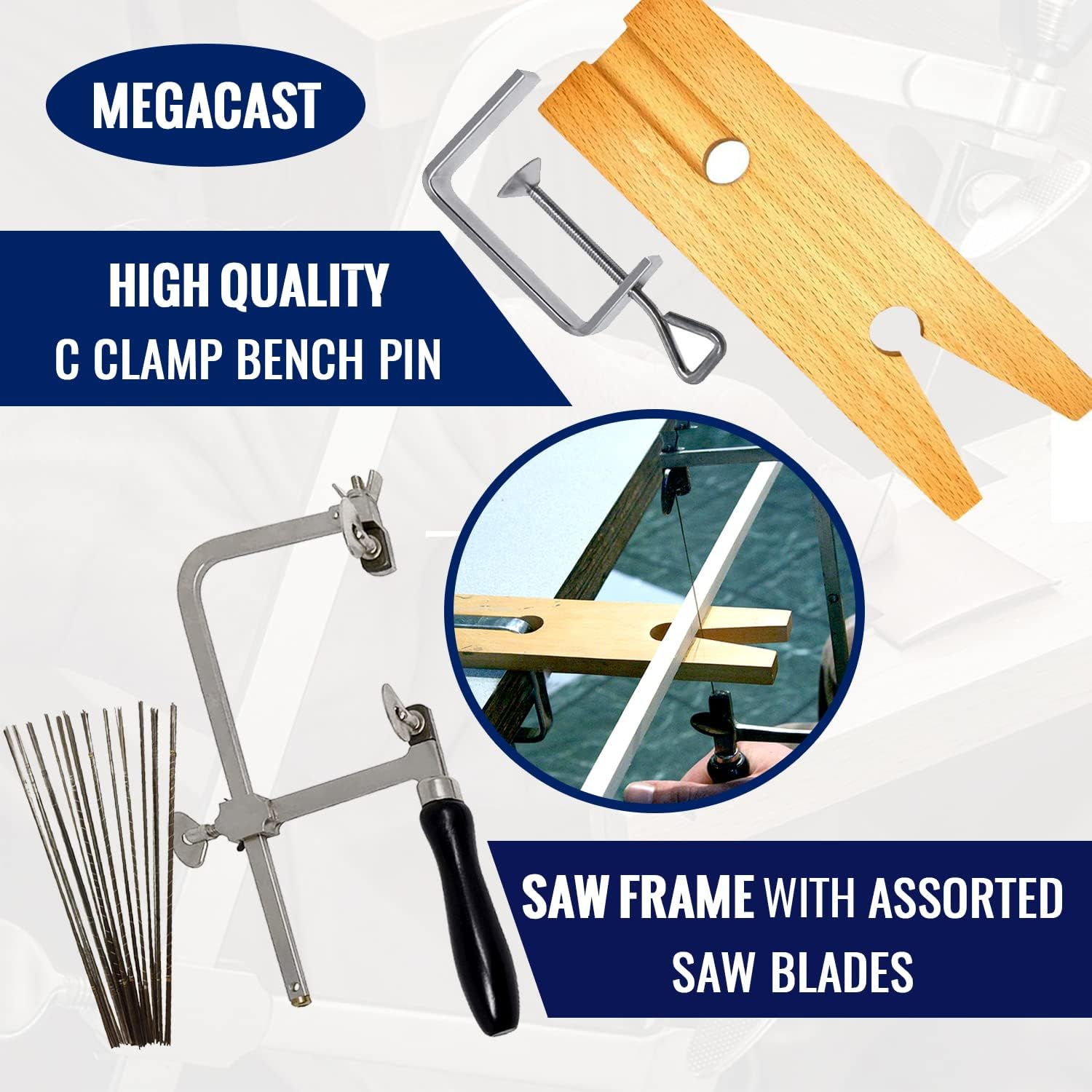 3 in 1 Professional Jeweler'S Saw Set Saw Frame 144 Blades Wooden Pin Clamp Wood Metal image number 1