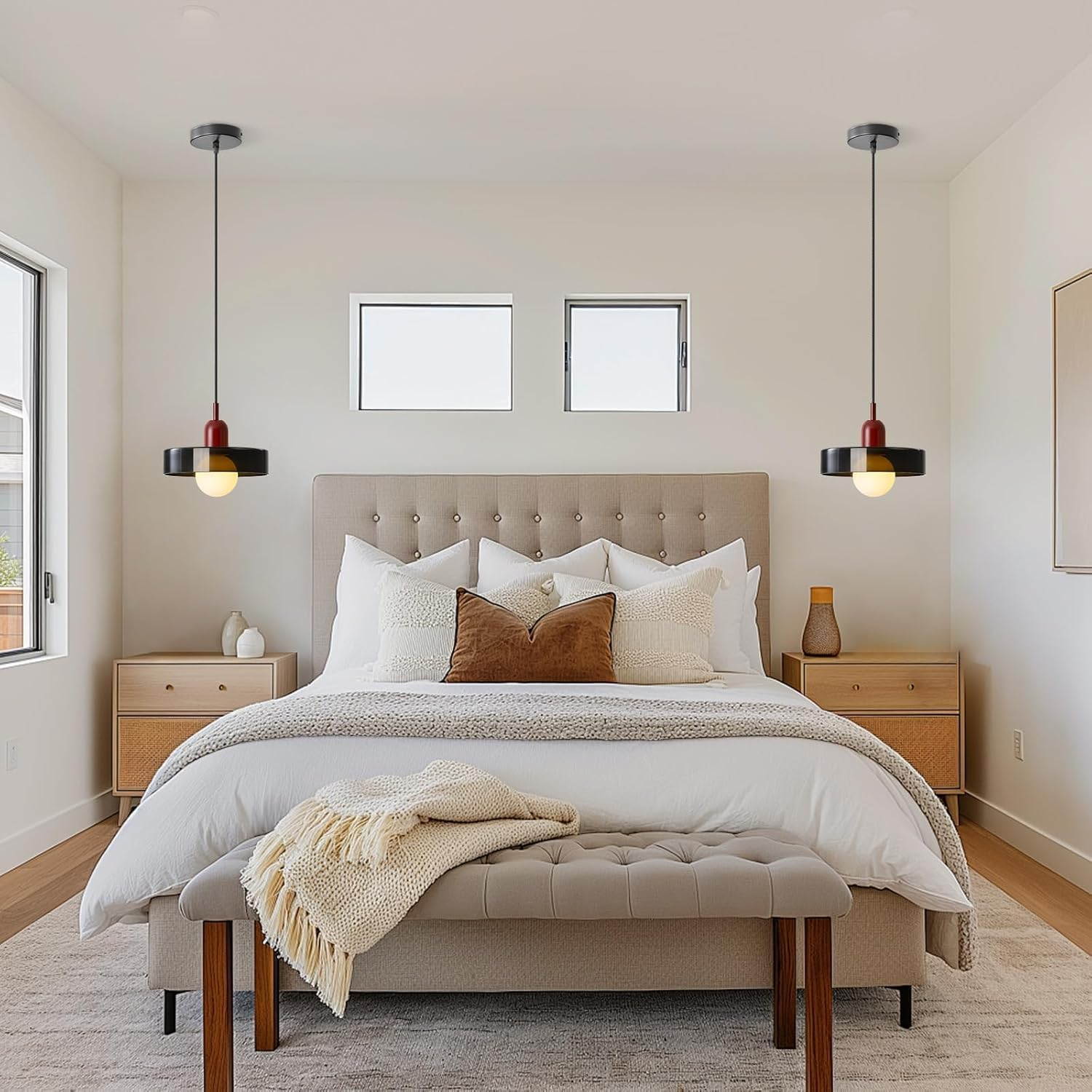 Pendant Lights Stained Glass Dark Olive Green Hanging Light Bedroom Lighting for Kitchen Dining Room Mid Century Modern Light Living Room Light Fixture image number 3