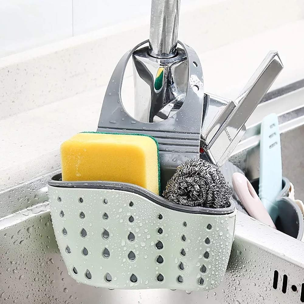Sink Sponge Holder, Kitchen Adjustable Organizer Sink Caddy Drain Basket Gadget Hanging Strainer Organizer, Pink - 1, Green,Pink image number 4