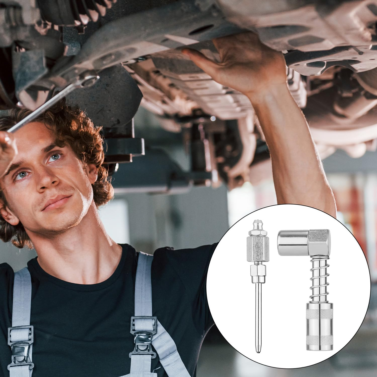 PEUTIER 90 Degree Grease Coupler Adapter and Grease Injector Needle Gun Tip, Needle Grease Gun Fitting Set Grease Needle Nozzle Dispenser for Grease Fitting Tool image number 4