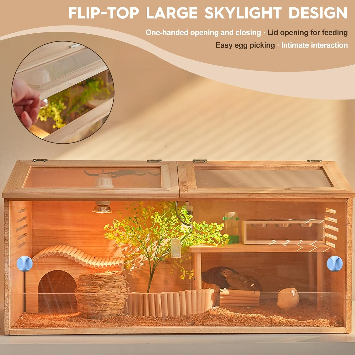 Chicken Brooder Box Kit,Wooden Brooder Box with 2 Openable Doors, Acrylic Panels, and Top Opening-Ideal for Chicks, Ducks, Quail,Hamsters and Small Animal (80Cm&times;40Cm&times;40Cm) image number 5