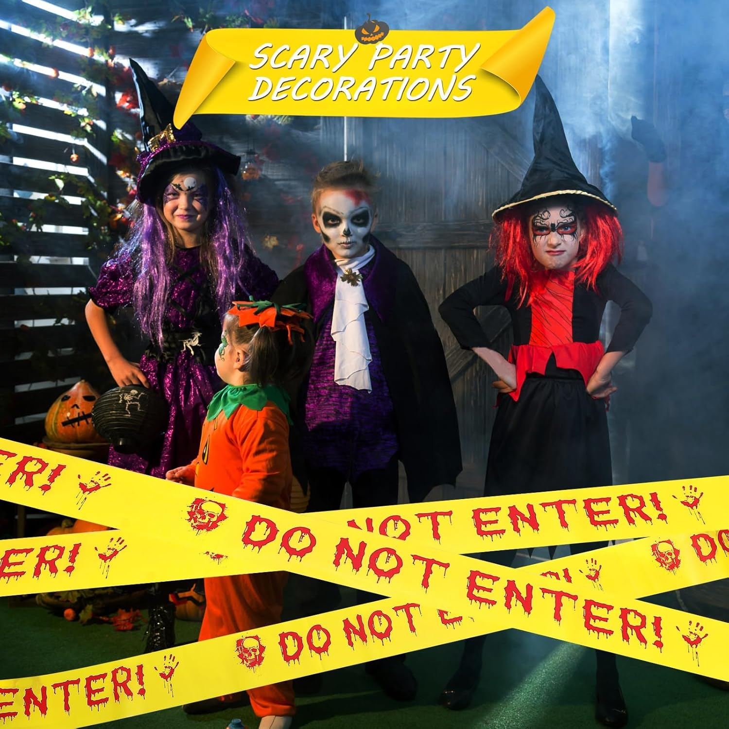 Halloween Decorations Caution Tape 3Inch X 82Feet Do Not Enter Scary Warning Tape for Crime Scene Indoor & Outdoor Decor Halloween Party Decorations Haunted House Danger Zones image number 3
