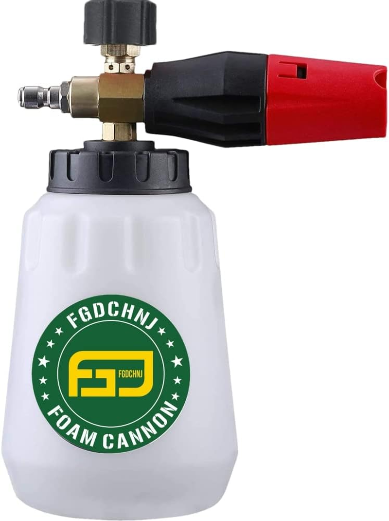 FGDCHNJ Pressure Washer Foam Cannon, Heavy Duty Foam Wash Gun, Adjustable Car Foam Blaster for Pressure Washer with 1/4 Inch Connector, 1 Liter Bottle