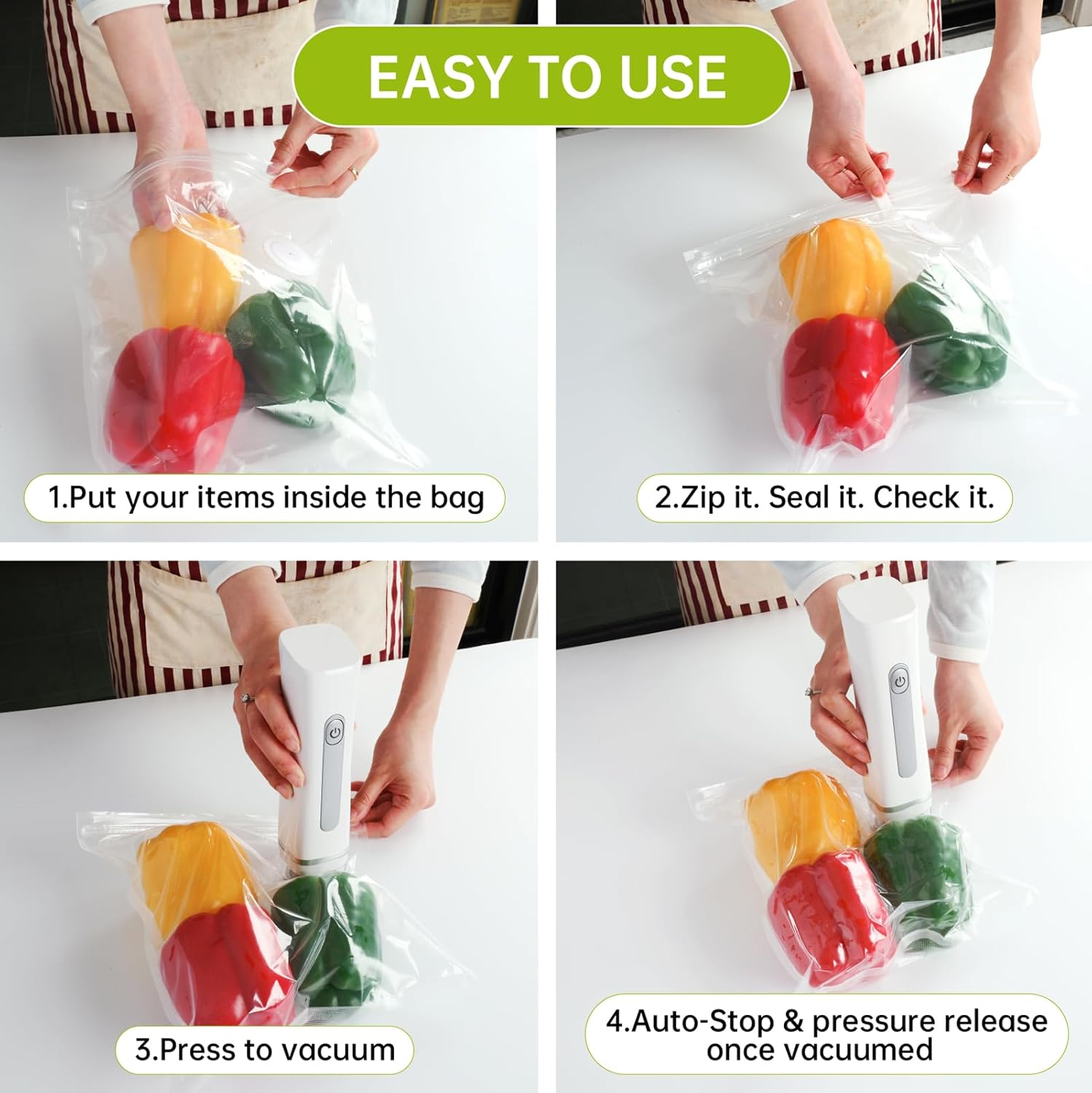 VITRINE Vacuum Sealer Bags for Food Storage, Bpa-Free, Large Size 15 Bags (34 * 30 Cm) image number 2