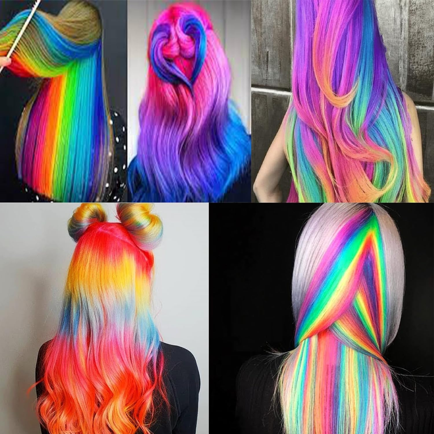 26Packs Colored Clip in Hair Extensions, POIUNA 20Inch Rainbow Straight Color Clip in Hair Extension for Kids Girls Party Highlights Synthetic Hairpiece for Girls (13 Colors) image number 5