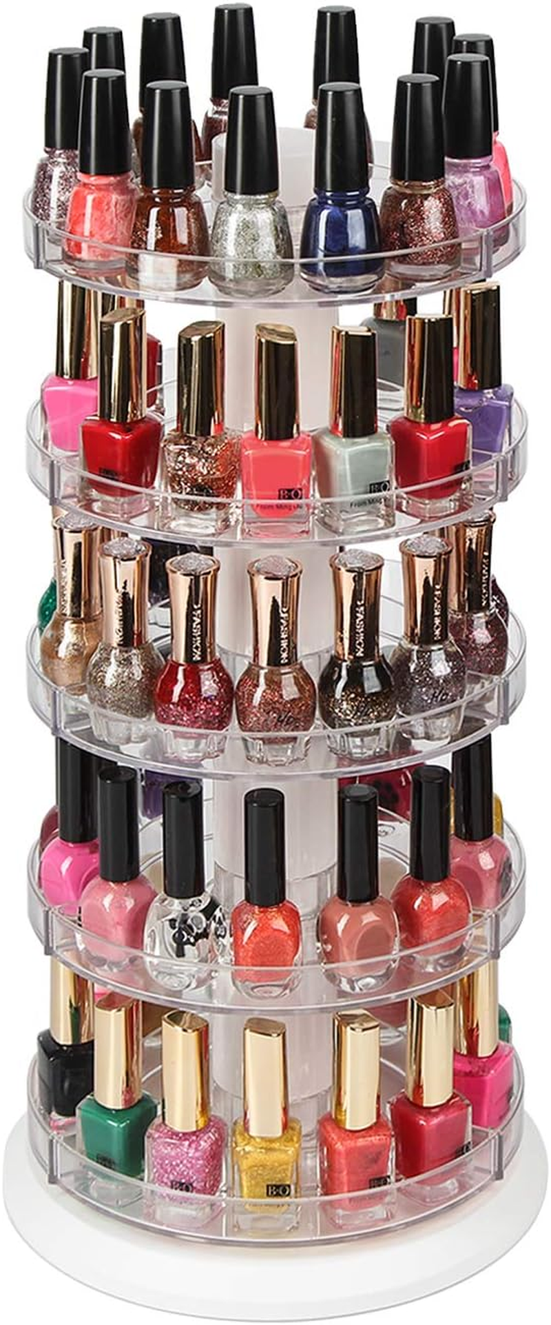 J JACKCUBE DESIGN Acrylic Rotating Nail Polish Display Stand Spinning Rack Holds 69-117 Bottles, 3 Tier Storage Holder Organizer for Nail Polish, Makeup, Essential Oil and More - MK548B