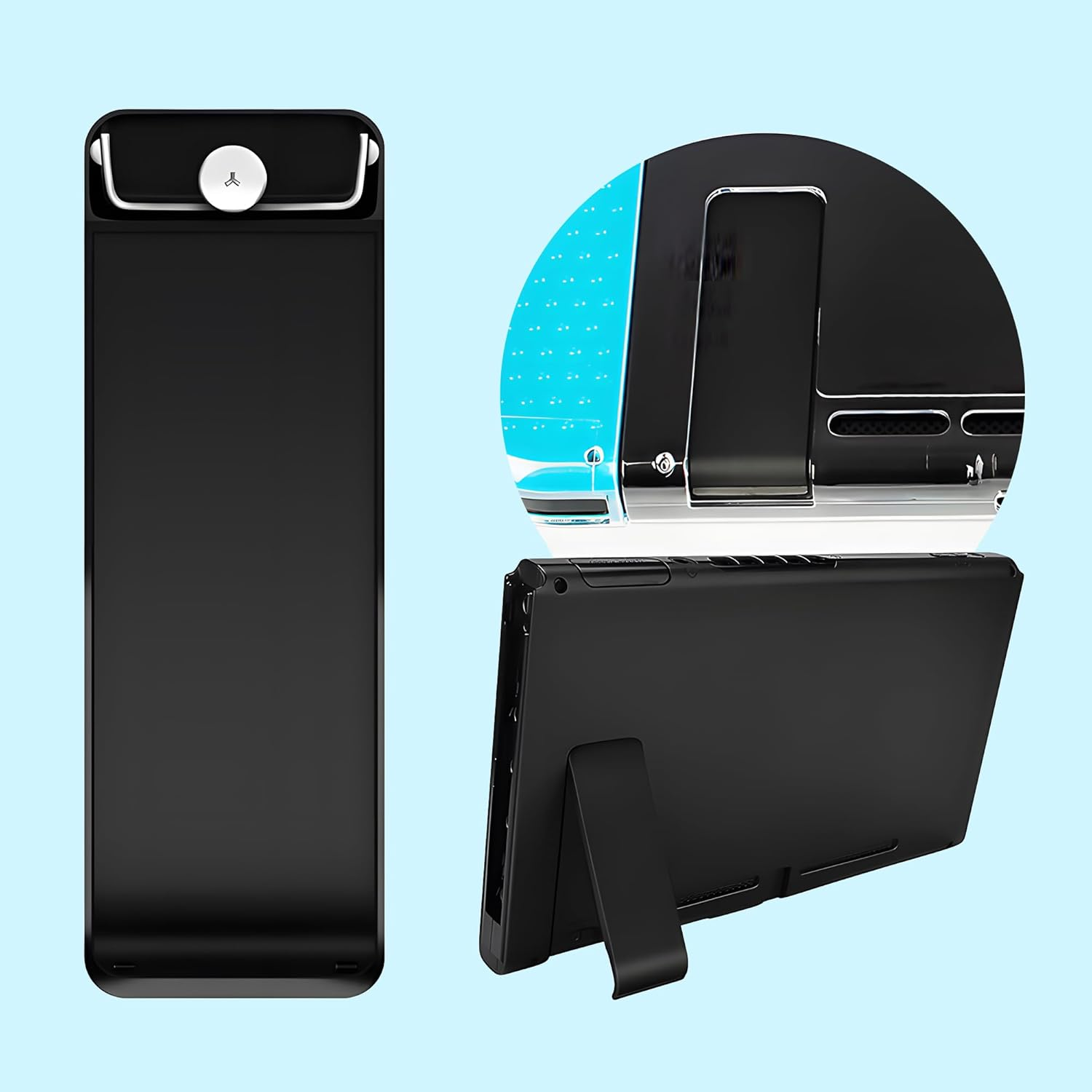 4 Pack Nintendo Switch Kickstand Replacement Kit with 8 Thumb Grips - Ultimate Backup Solution, DIY Installation, Repairing Broken/Damaged Kickstand, Spare Part for Nintendo Switch Console