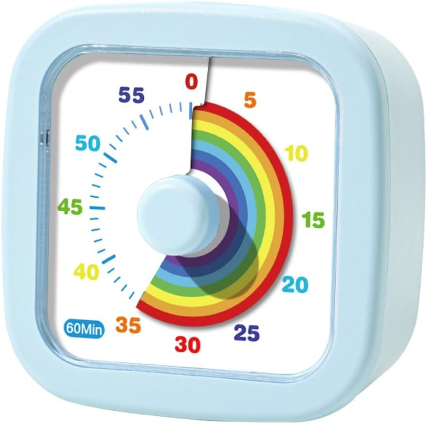 Kids Visual Timer Cute Rainbow - 60 Minute Countdown Timer Time Management for Kids and Adults, Timer for Cooking Classroom Meeting (Blue)