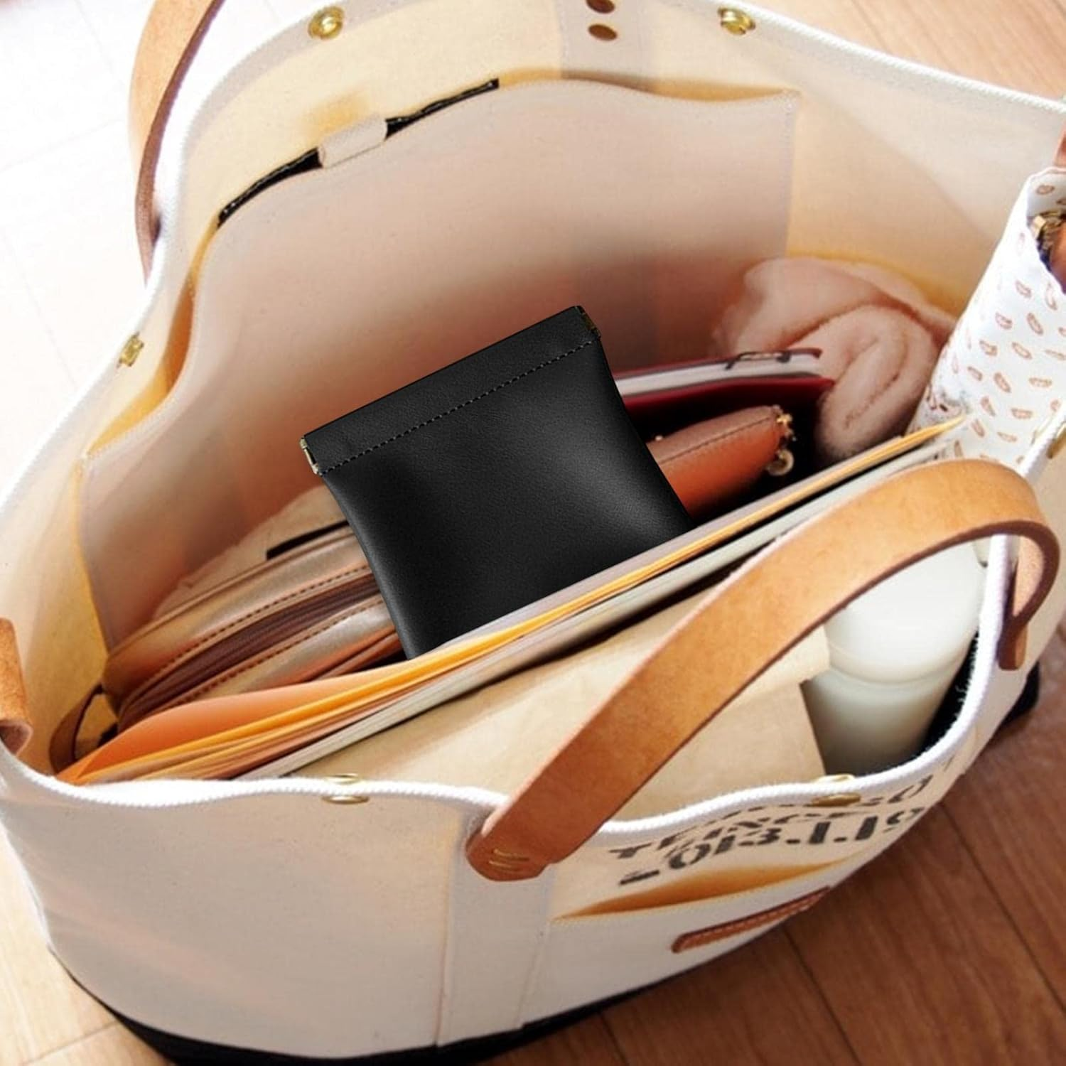 Cosmetic Bag Squeeze Top,Portable Makeup Pouches for Purse - No Zipper Portable Small Item Organizer Storage Bag for Women Girls Ladies Travel Yongbao image number 7