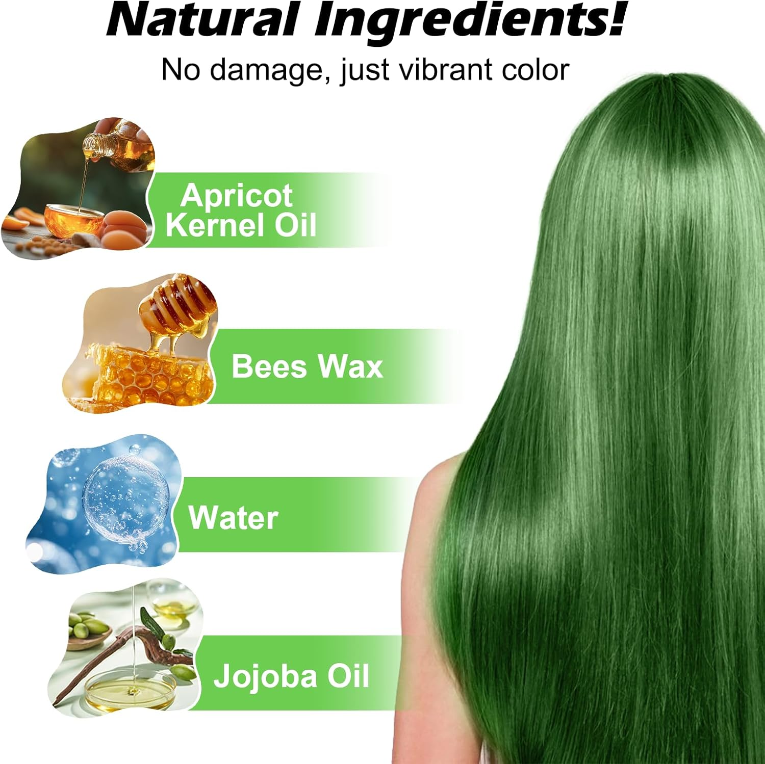 Green Hair Wax 100G &ndash; Temporary Hair Color for Men, Women & Teens &ndash; Washable Styling Clay Mud, Instant Hair Dye for Cosplay, Party, Halloween, Daily Look & Costume Use Lonstin Hair Colour Wax image number 3