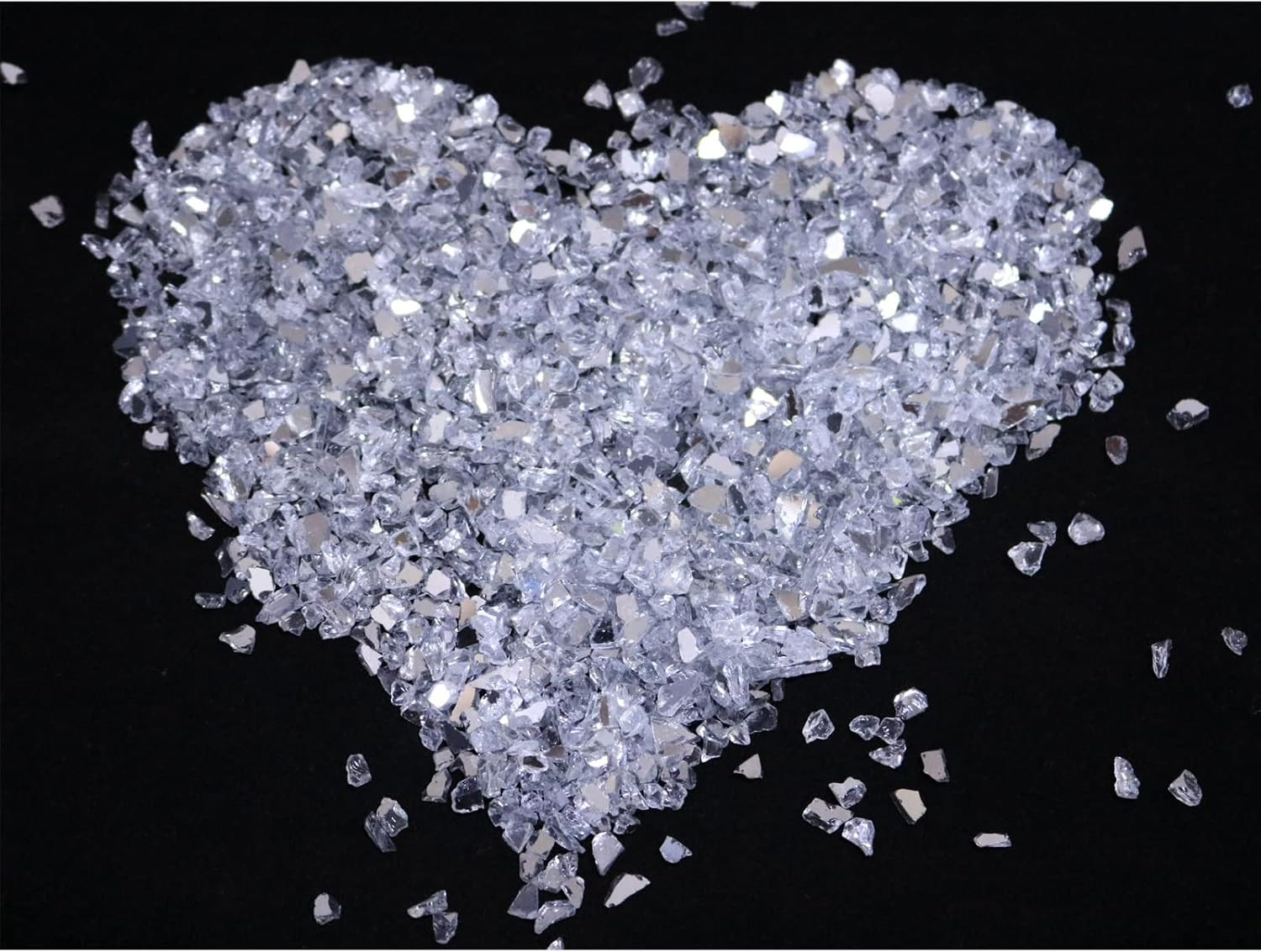 Bairdish Mirror Broken Glass Pieces Glitter Sprinkles 2-4Mm Glass Grains Colorful Irregular Blunt for Nail Arts Craft DIY Mobile Fish Tank Filler Jewelry Phone Case Making (100G) image number 2