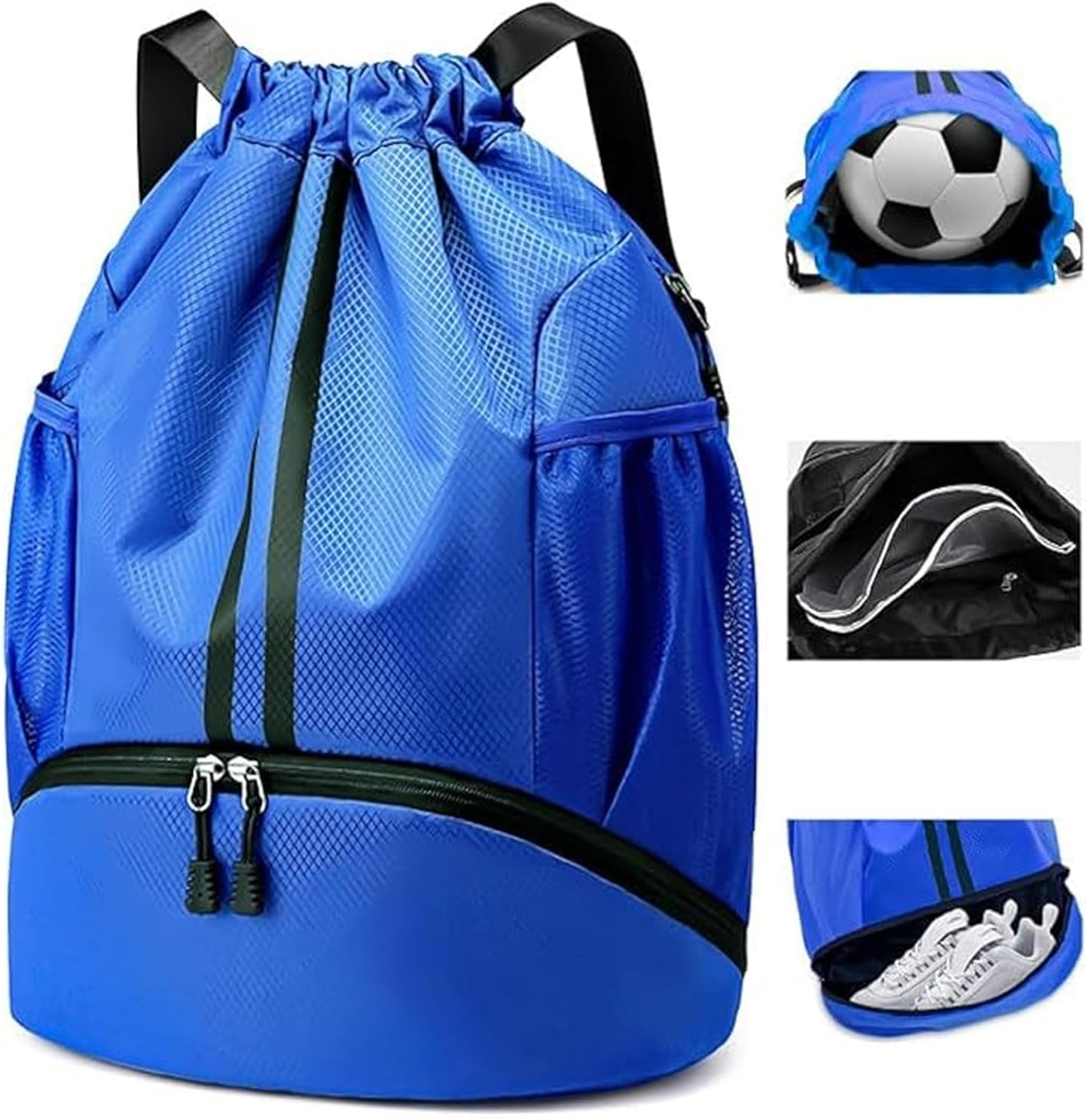 Sports Drawstring Backpack,Water Resistant Lightweight String Gym Bag with Shoes Compartment and Wet Proof Pocket for Women Men.