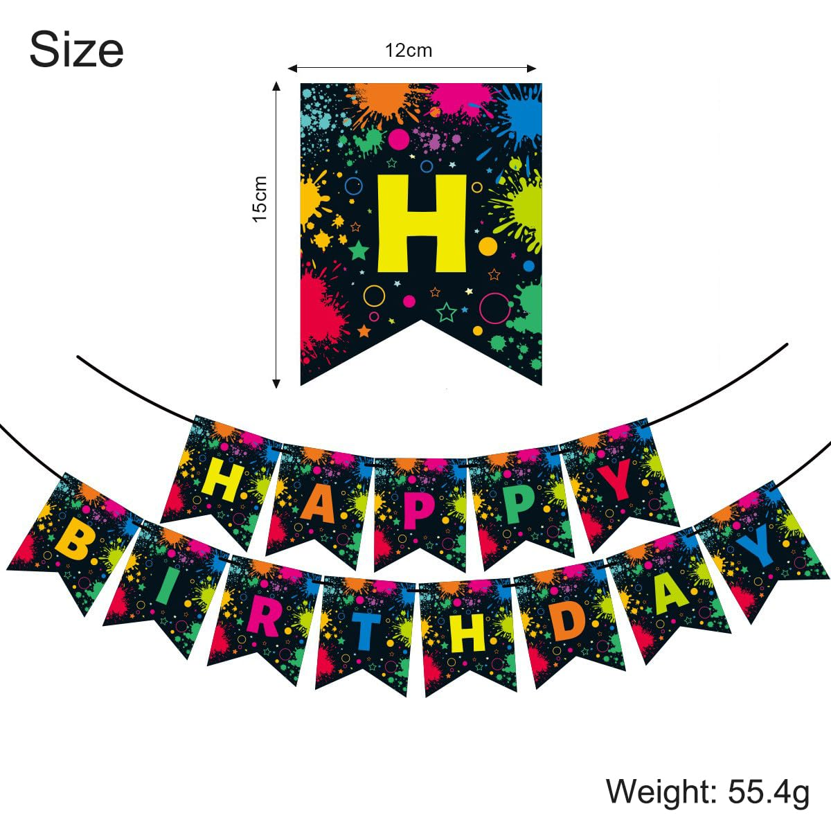 Colorful Graffiti Paint Birthday Flag, Children'S Birthday Party Banner Decorations Reusable Party Decorations image number 2