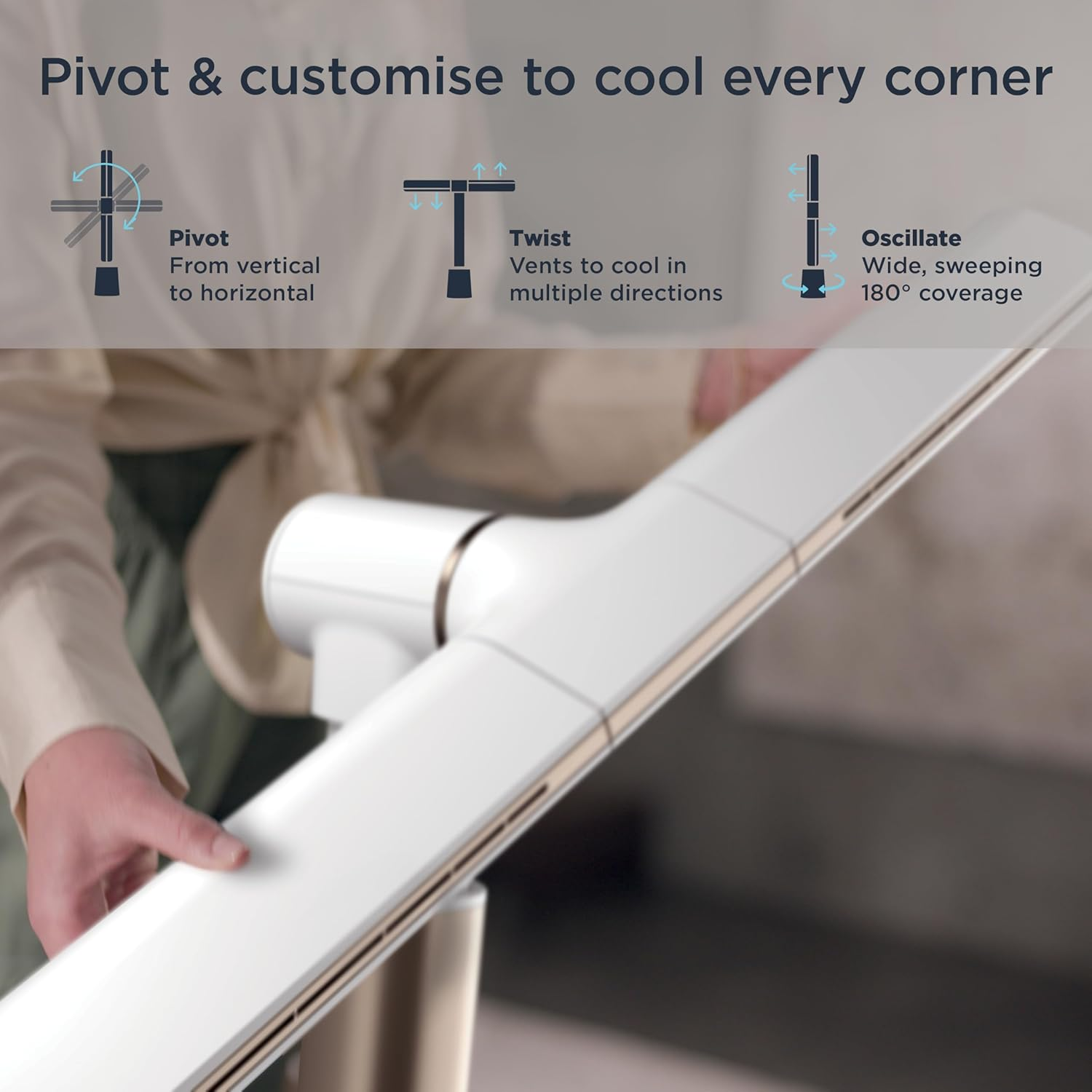 Shark Turboblade Bladeless Tower Fan, White image number 1